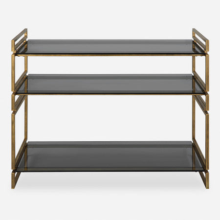 Stacked Up Gray Glass Console Table