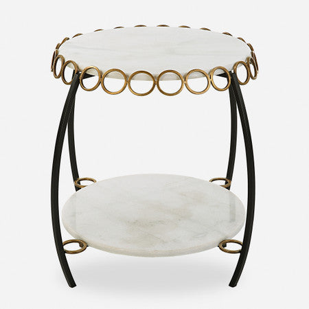 Chainlink White Marble Side Table