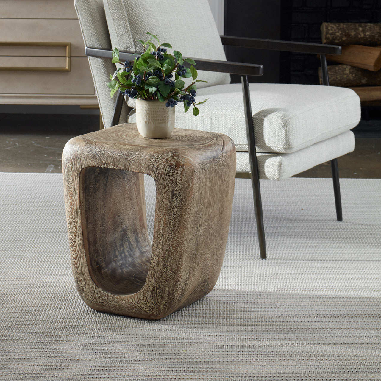 Uttermost Loophole Bleached Wash Accent Stool