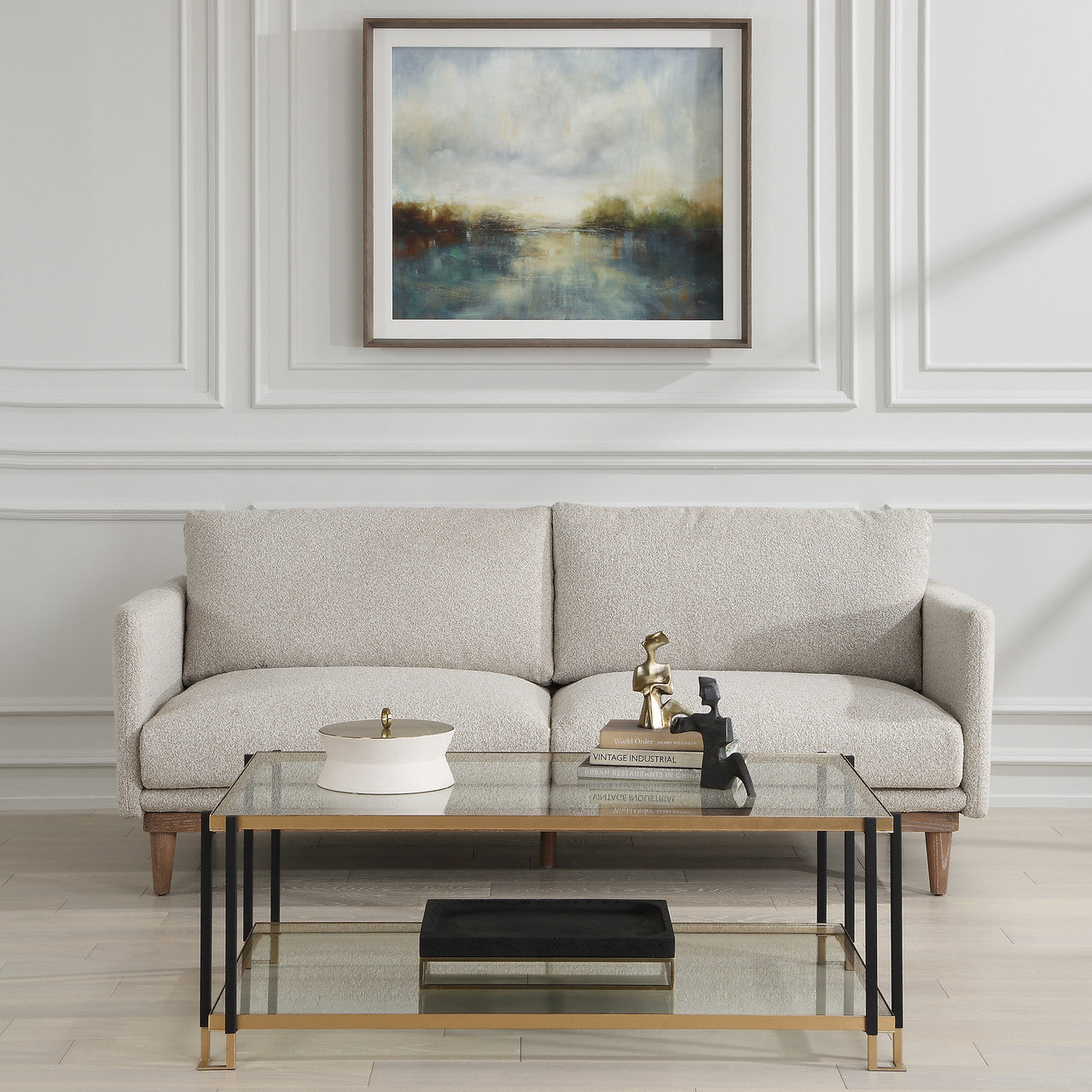 Uttermost Freefall Gray Ceruse Sofa