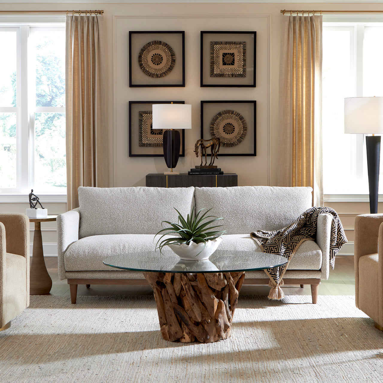 Uttermost Freefall Gray Ceruse Sofa