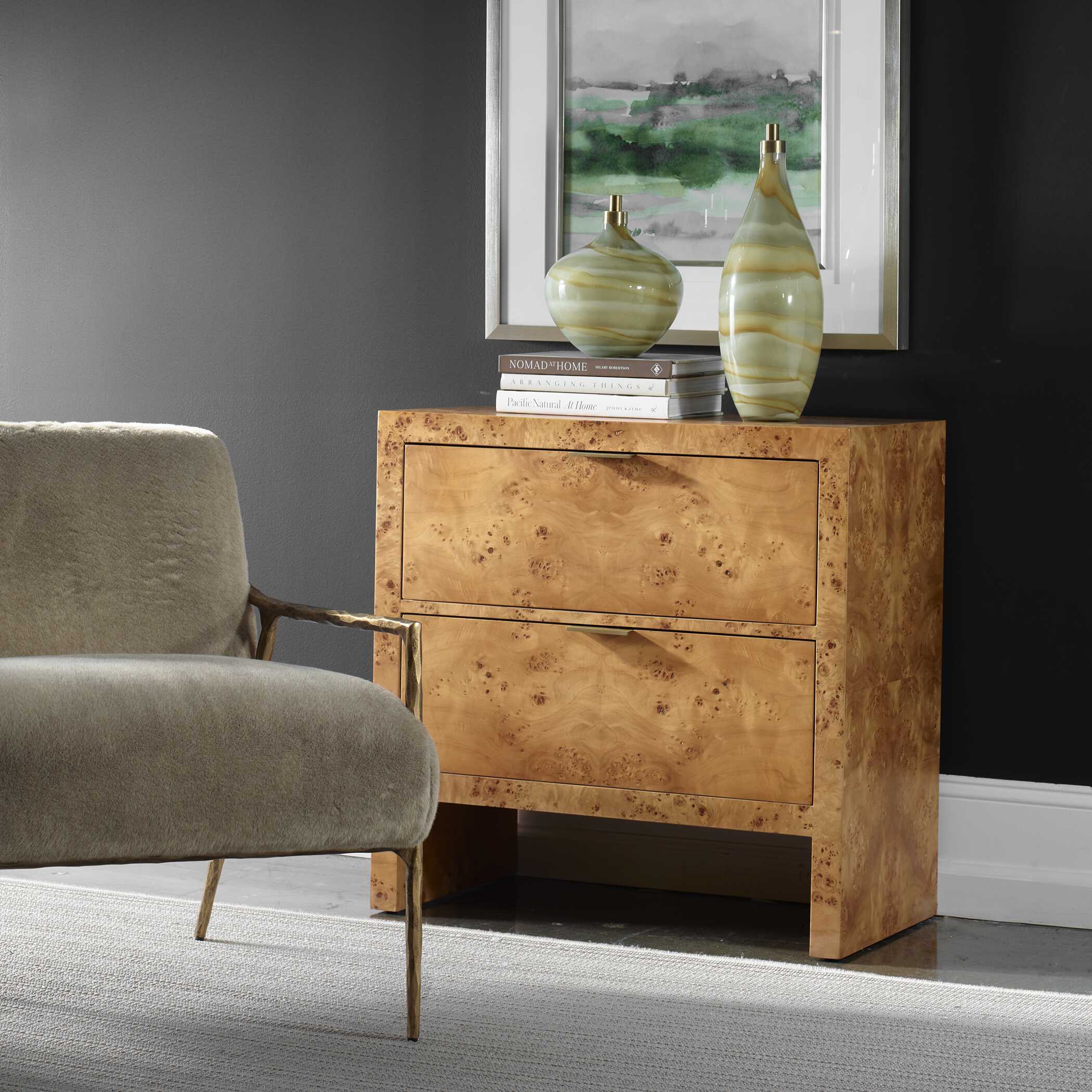 Uttermost Indus 2 Drawer Burl Chest