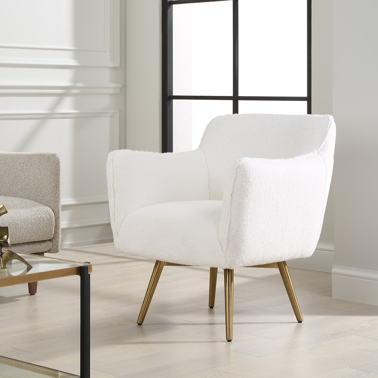 Uttermost Oasis White Swivel Chair