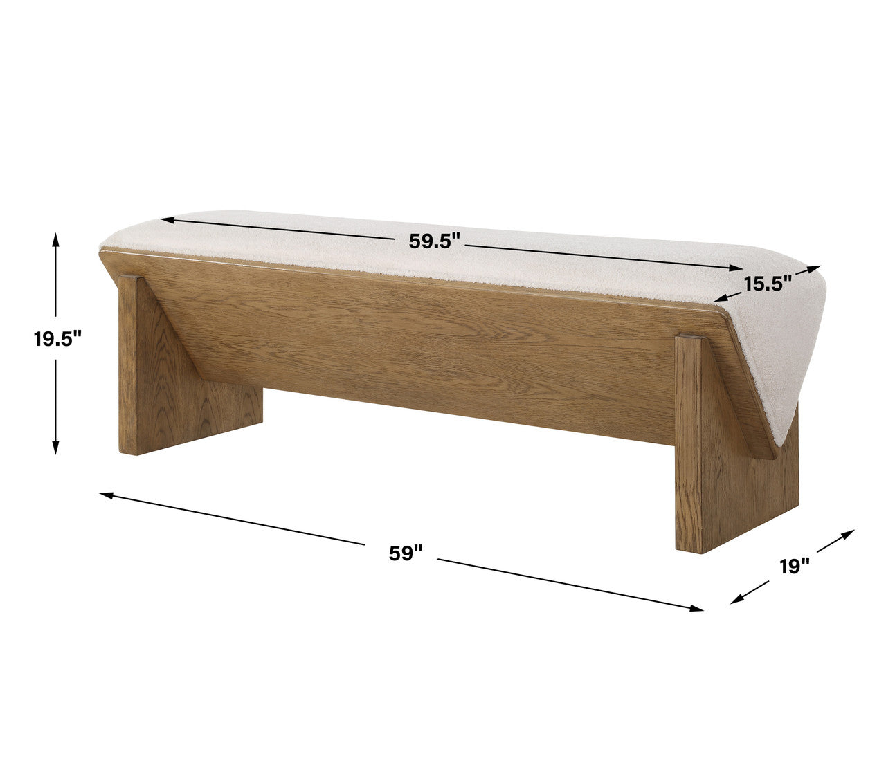 Uttermost Wedged Ivory Fabric Bench