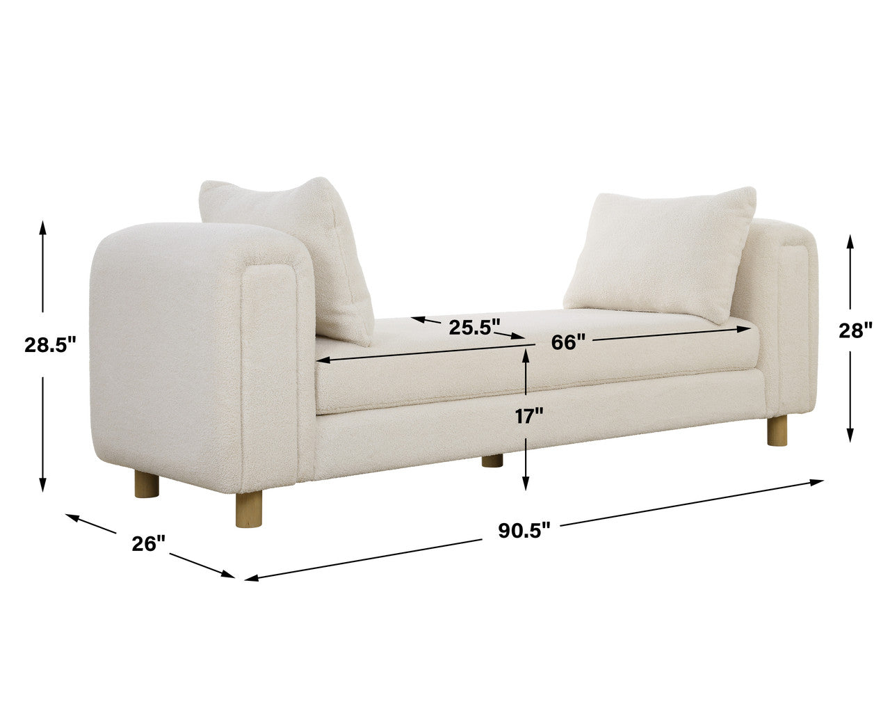 Uttermost Repose Oversized Ivory Bench