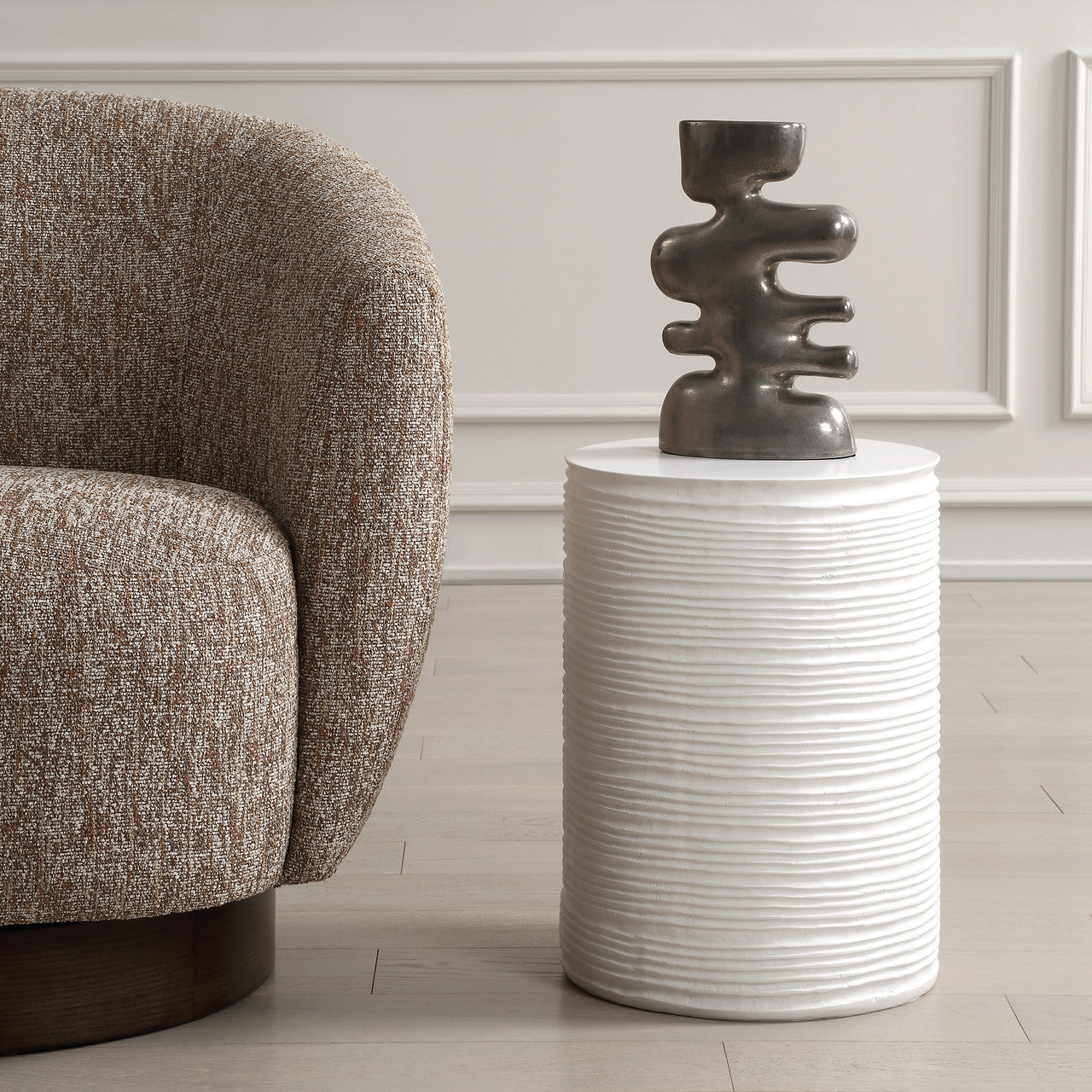 Uttermost Borderline White Drum Table