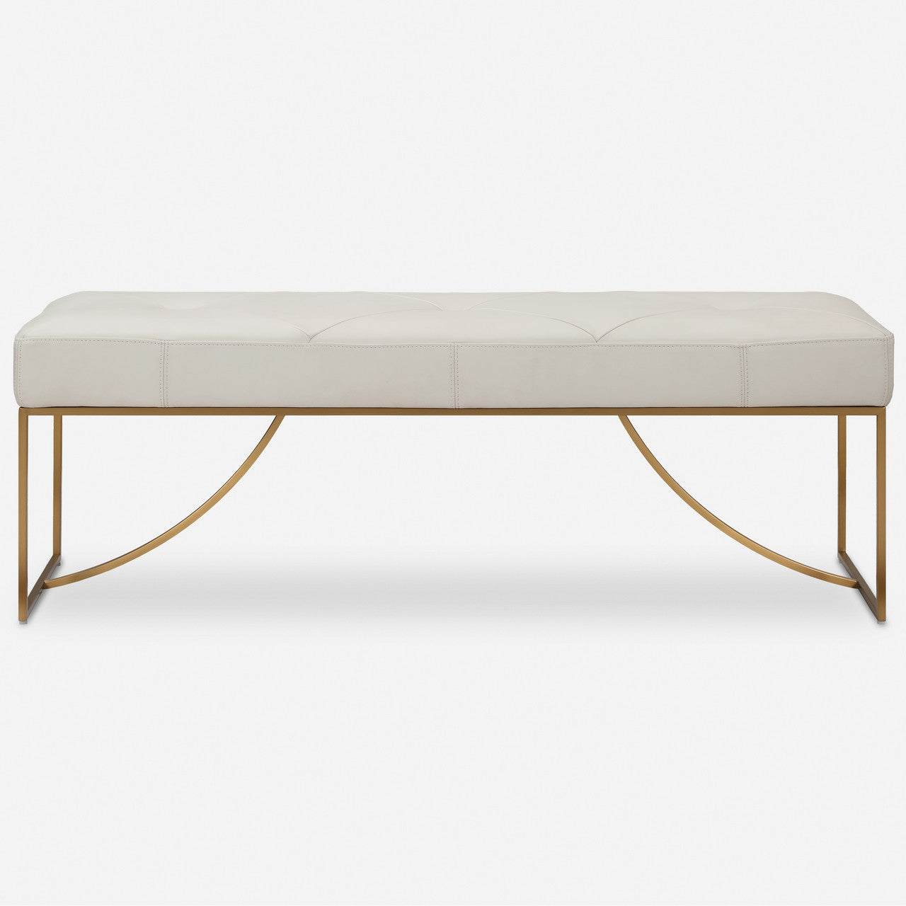 Uttermost Swale Ivory Leather Bench