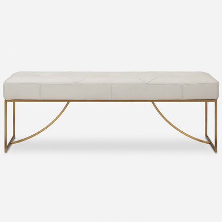 Swale Ivory Leather Bench