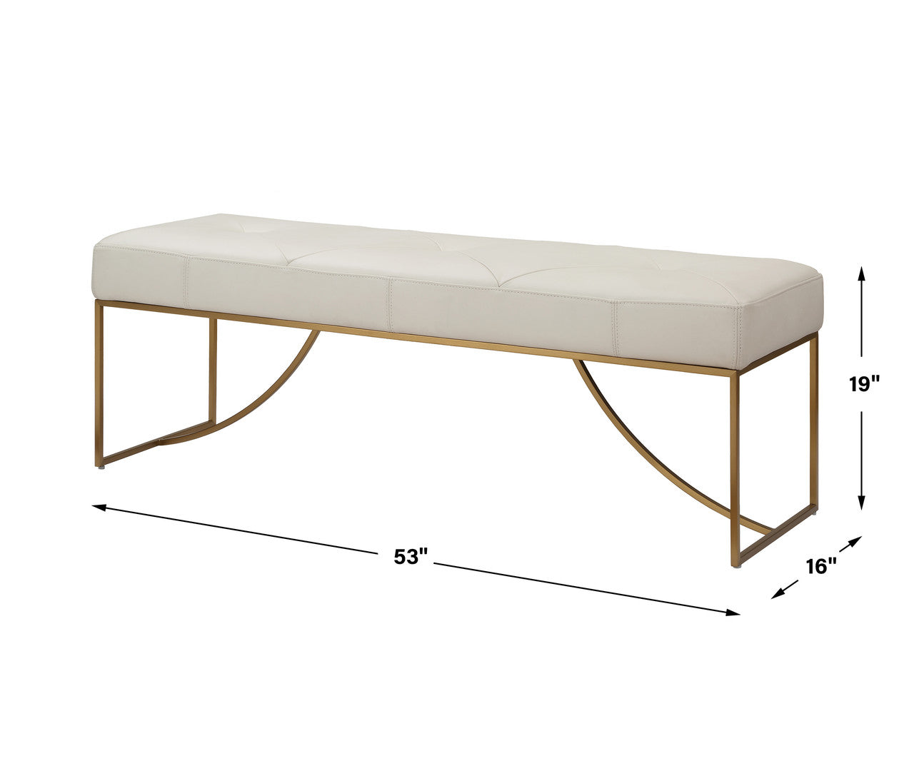 Uttermost Swale Ivory Leather Bench