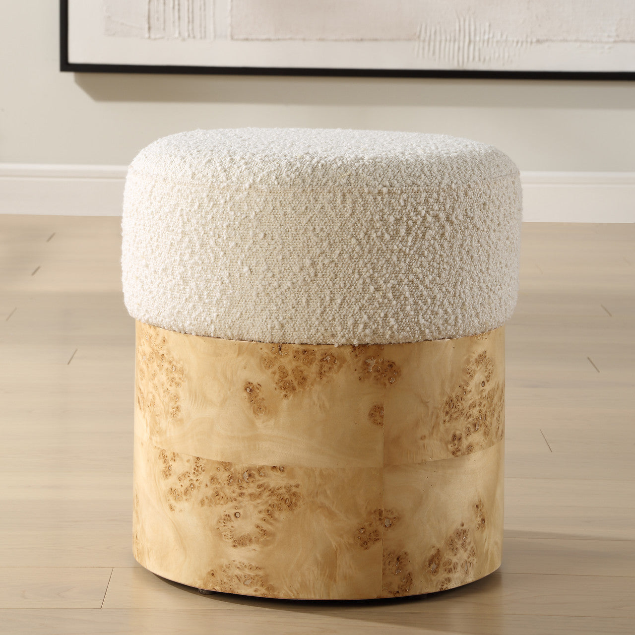 Uttermost Swirls Poplar Ivory Ottoman