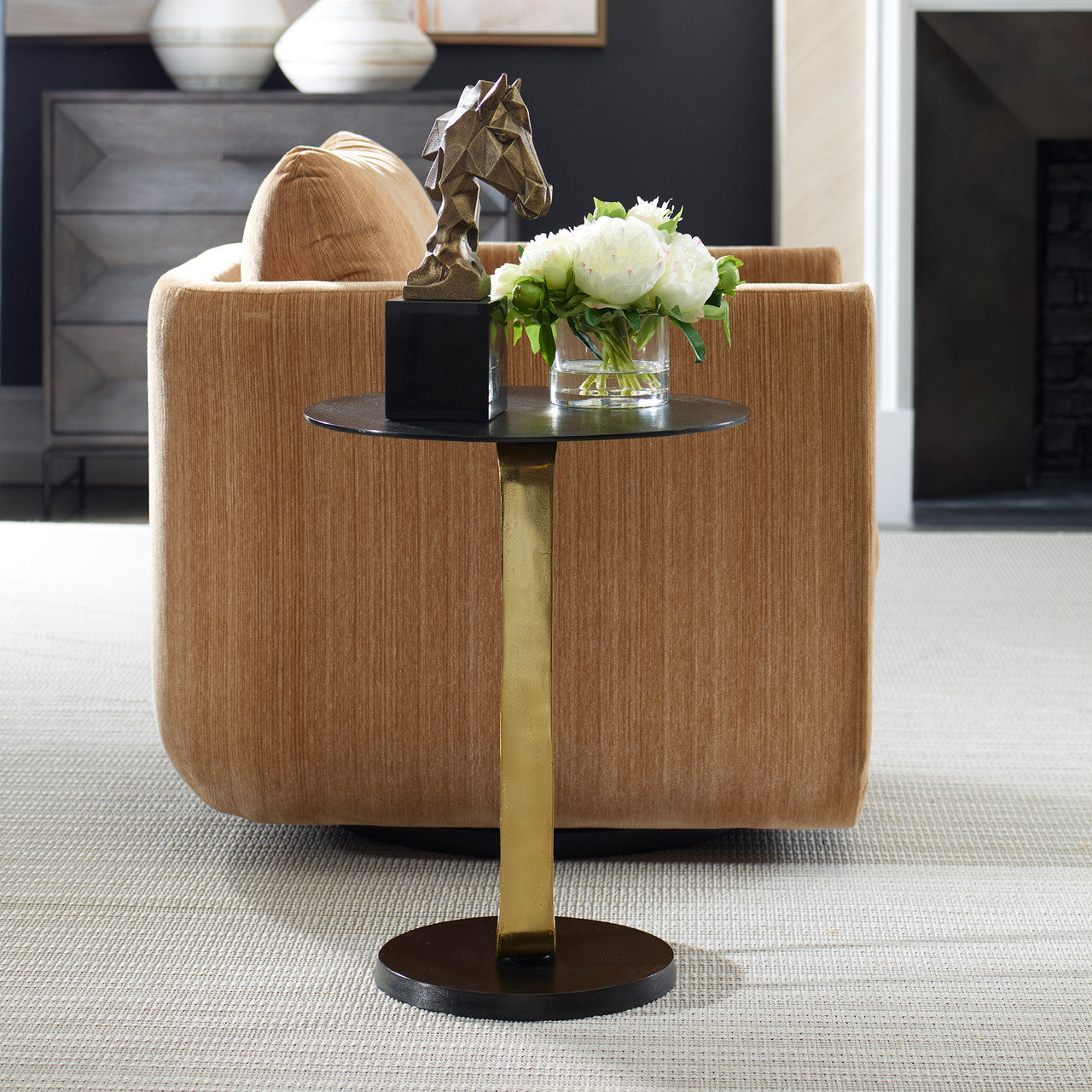 Uttermost Aperture Brass Accent Table