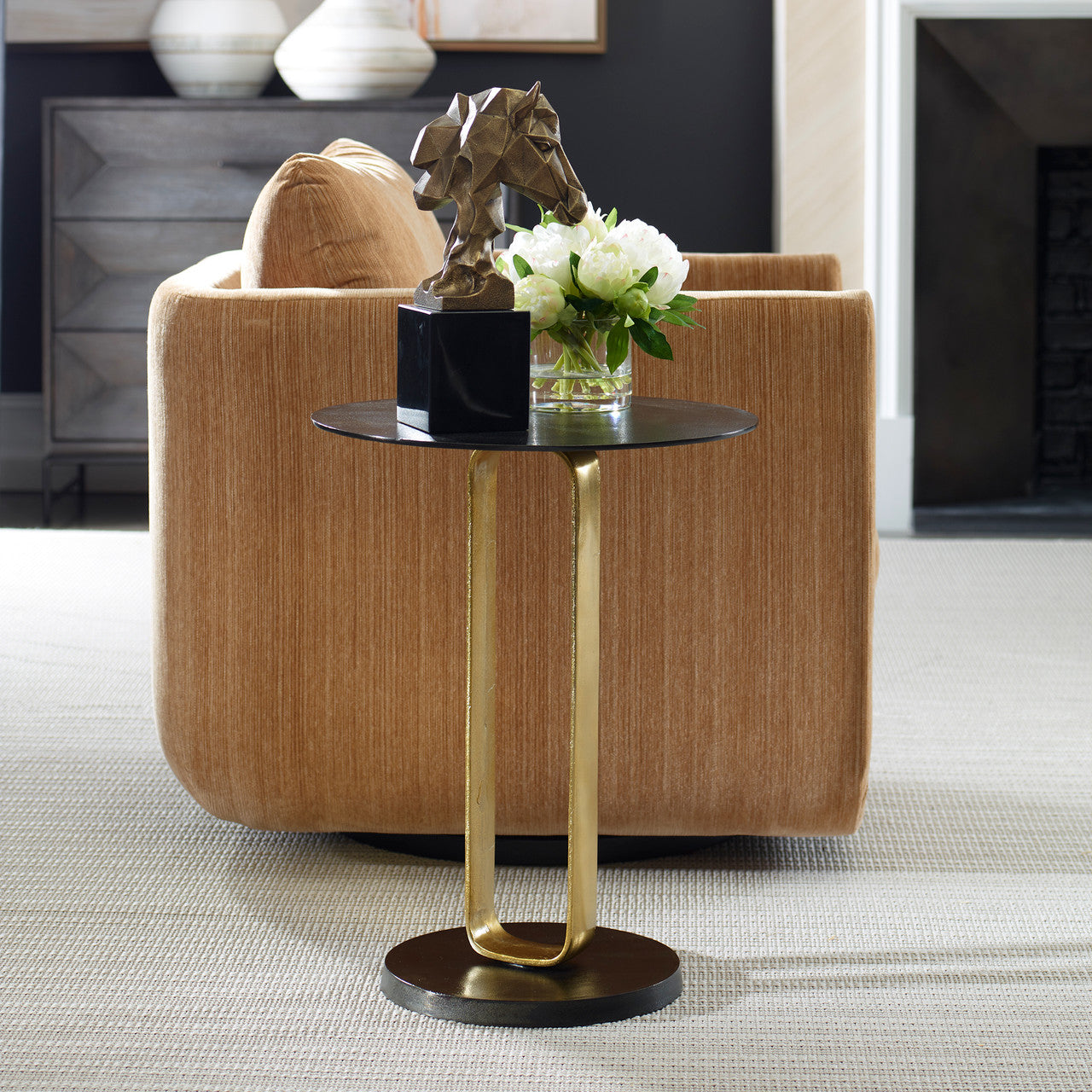 Uttermost Aperture Brass Accent Table