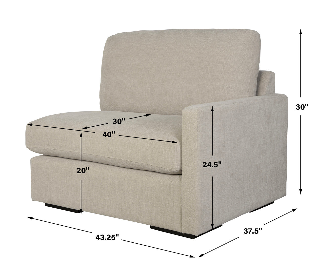 Uttermost Refuge Sand Right Arm Facing Sofa