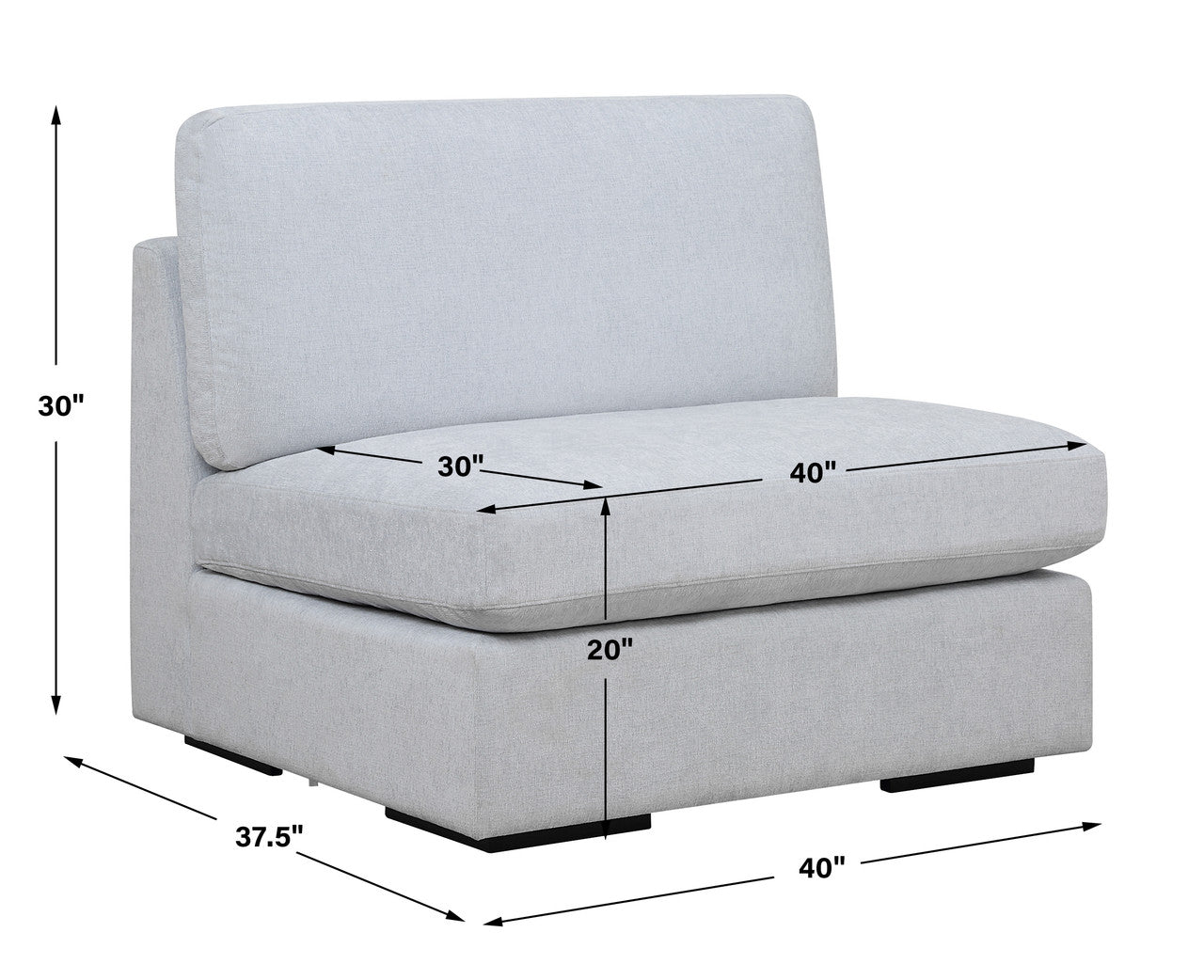 Uttermost Refuge Armless Cloud Blue Sofa