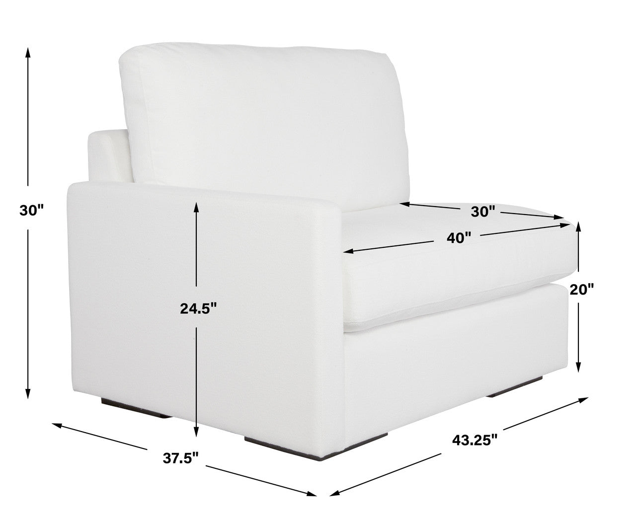Uttermost Refuge Arctic White Left Arm Facing Sofa