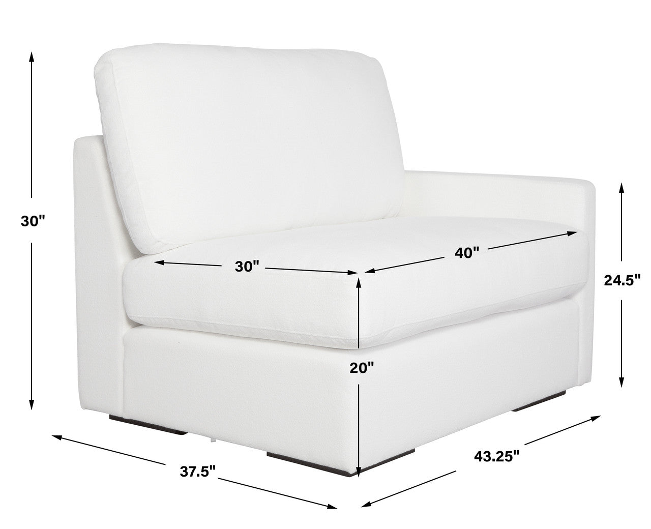 Uttermost Refuge Arctic White Right Arm Facing Sofa