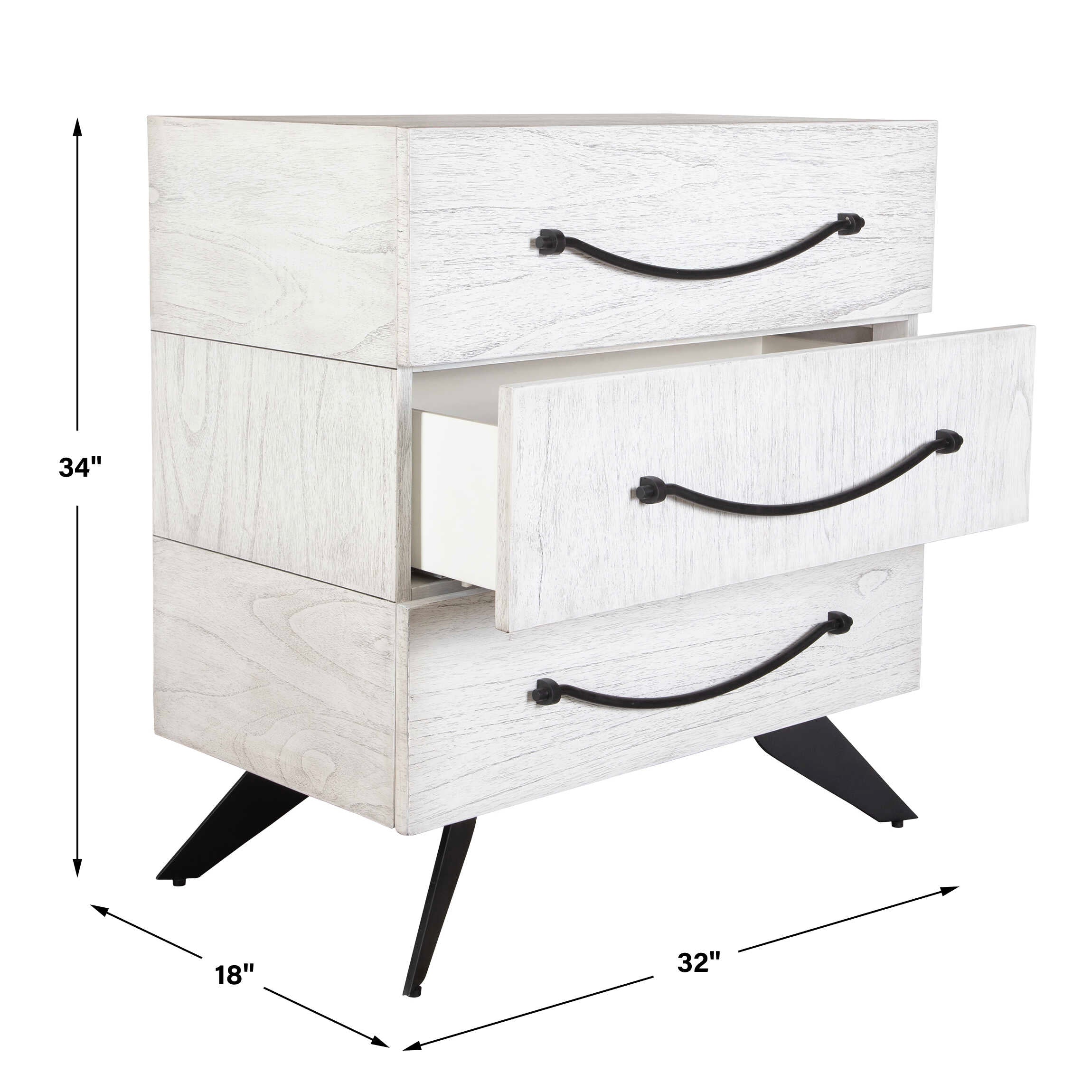 Uttermost Vivi 3 Drawer White Chest