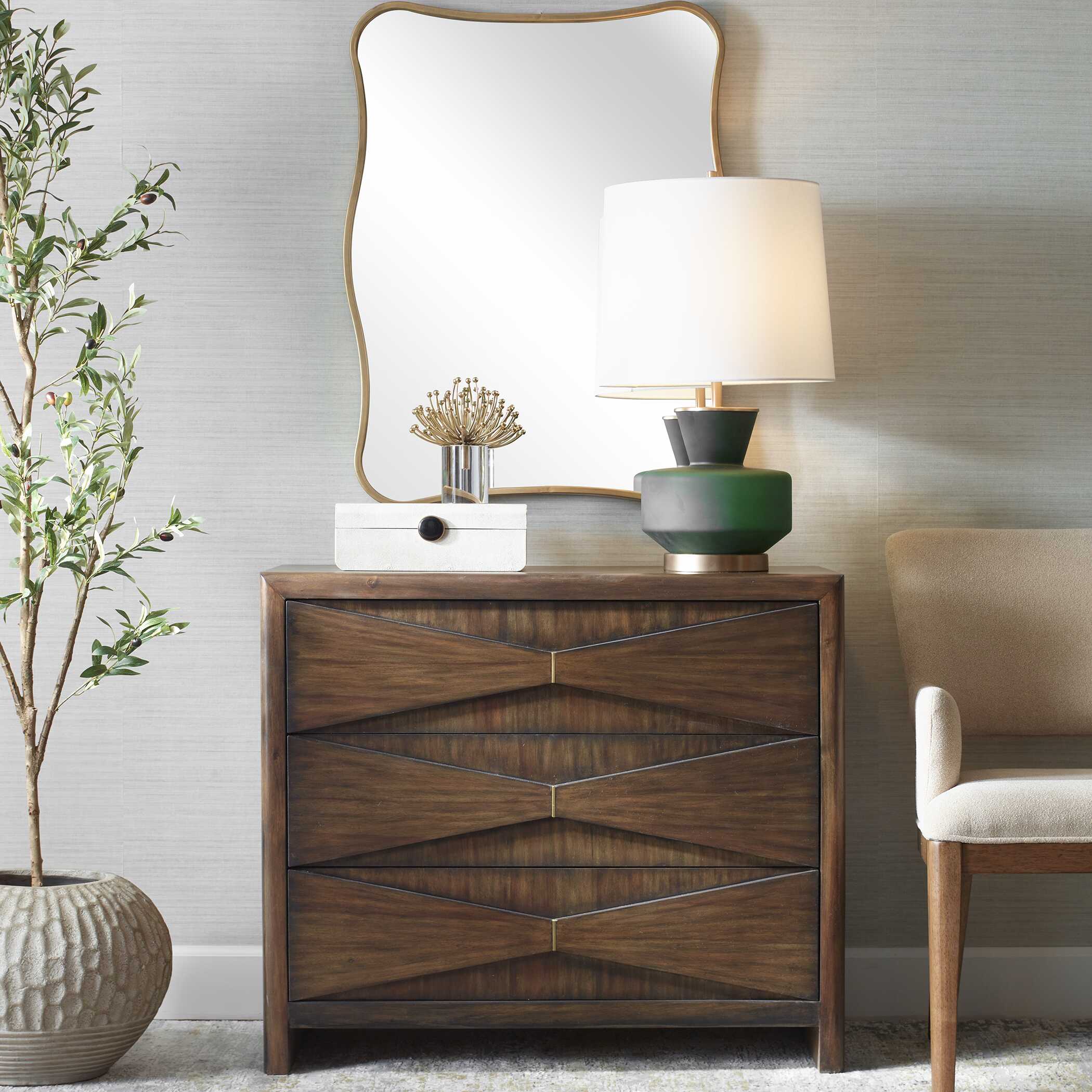 Uttermost Bowtie 3 Drawer Mid-Century Chest