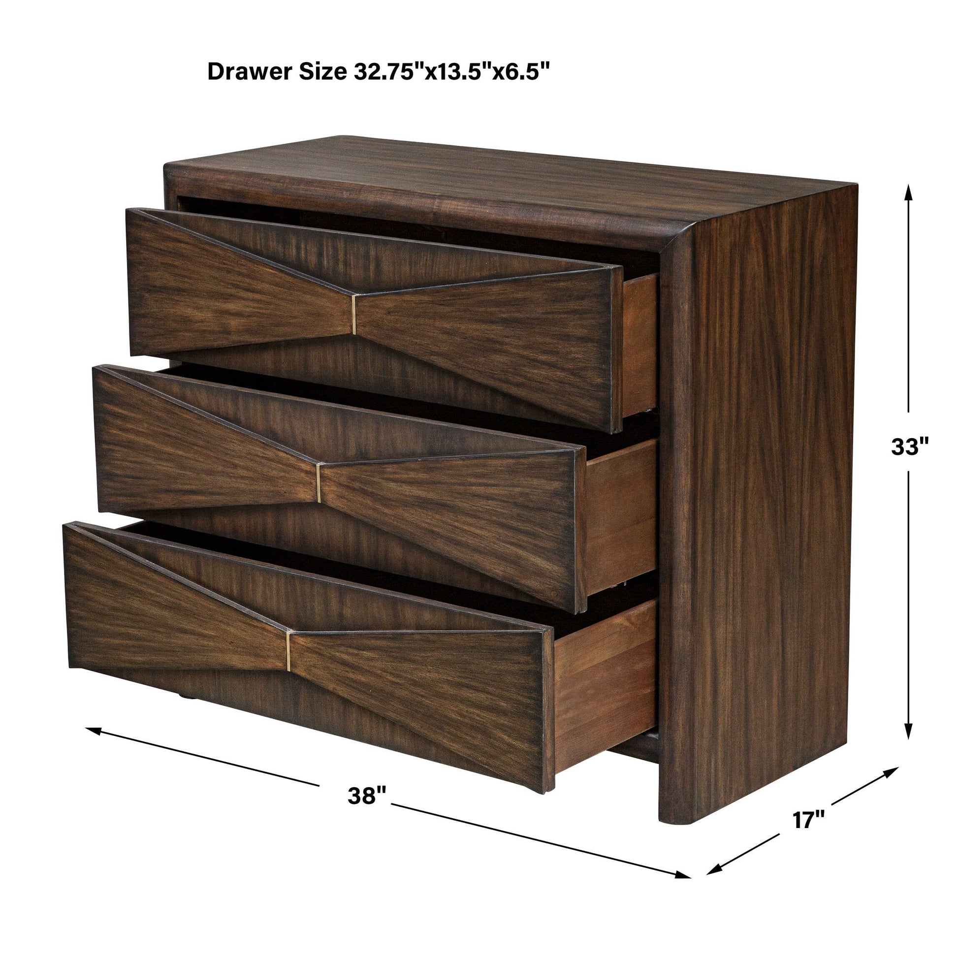 Uttermost Bowtie 3 Drawer Mid-Century Chest