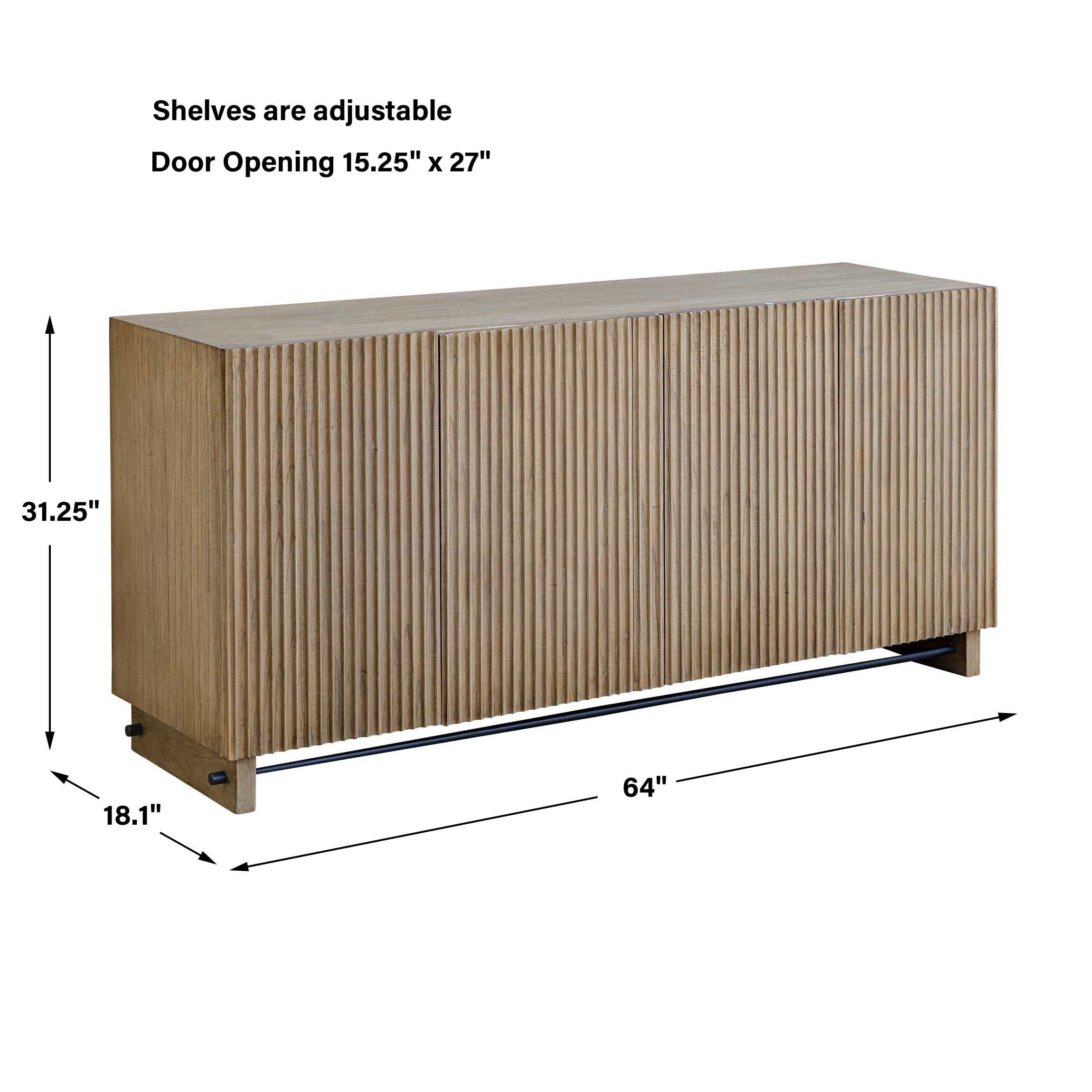 Uttermost Kellem Natural Wood 4 Door Cabinet