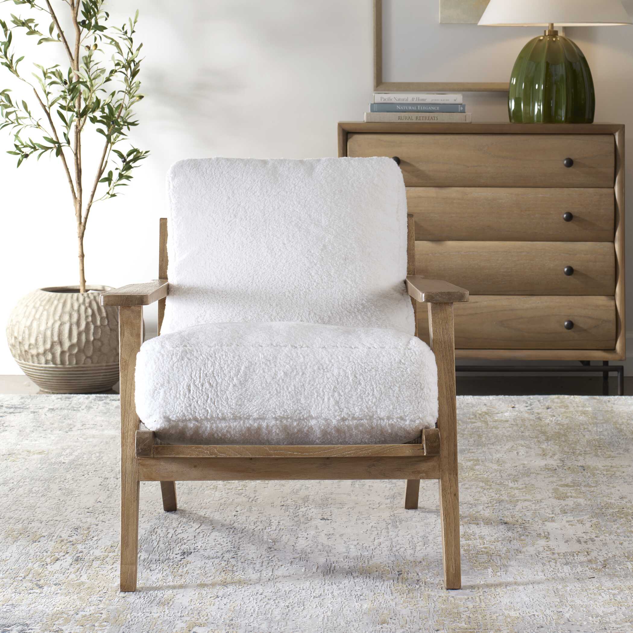 Uttermost Laid Back Sheepskin Accent Chair