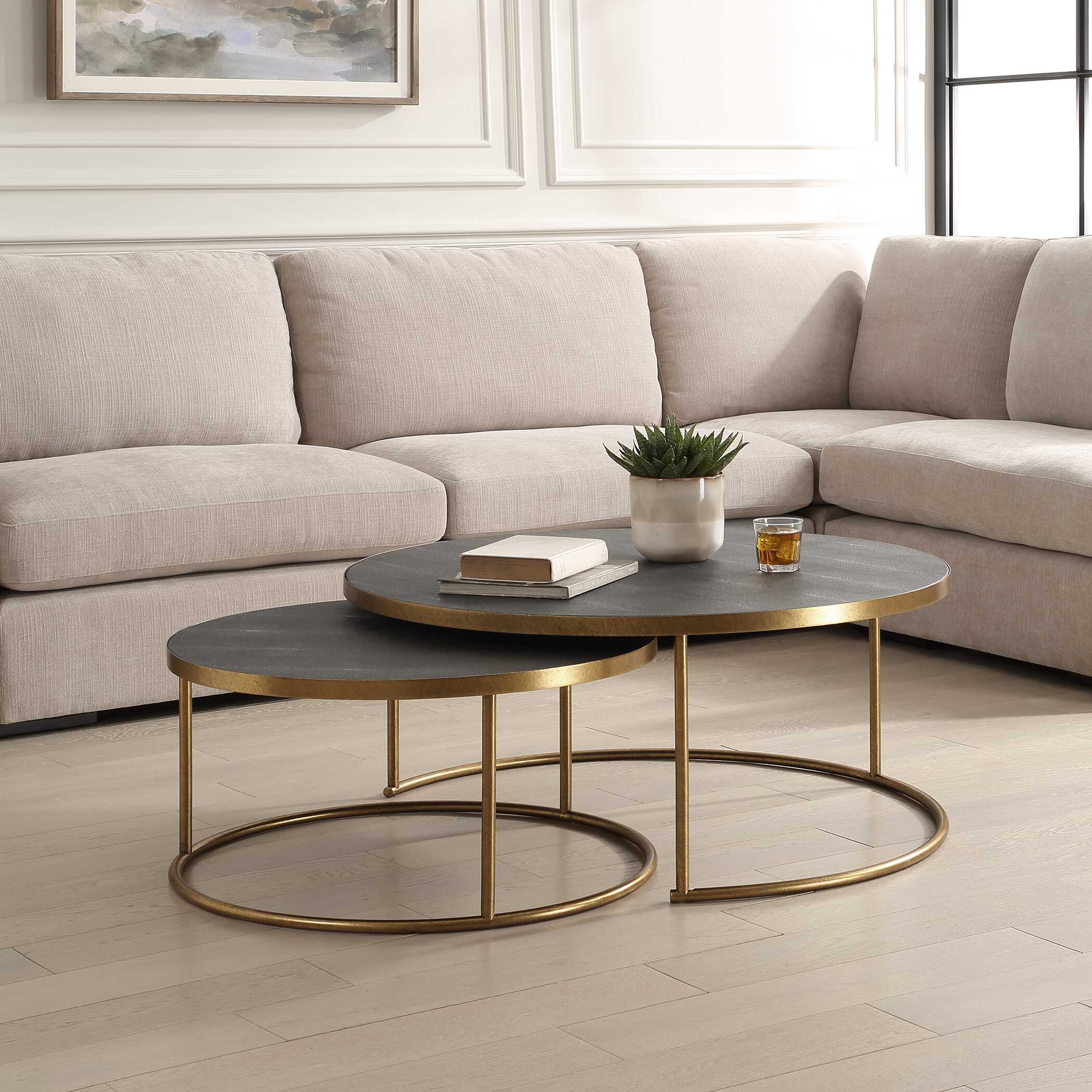 Uttermost Aragon Gray Nesting Coffee Tables Set/2