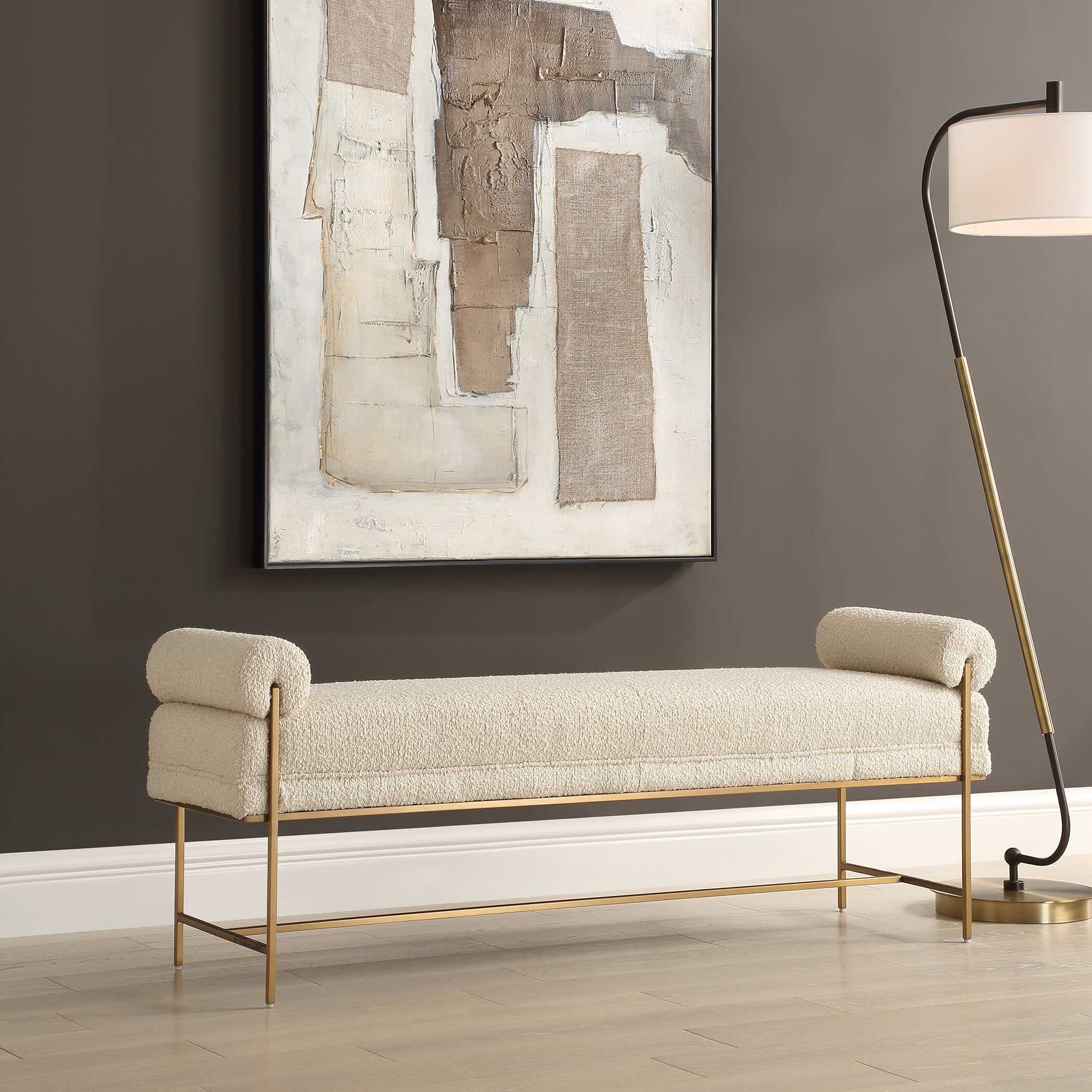 Uttermost Bolster Pearl White Bench
