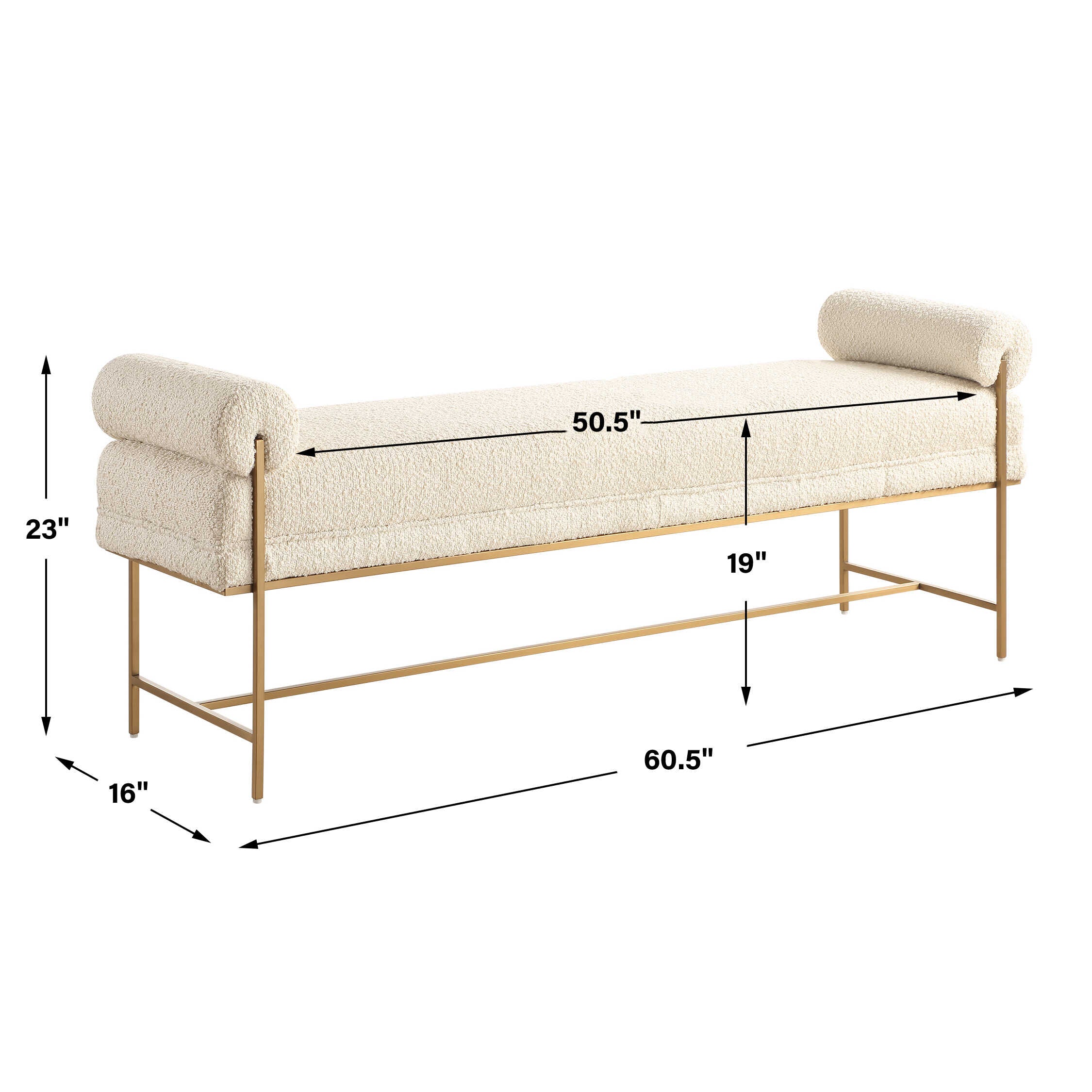 Uttermost Bolster Pearl White Bench