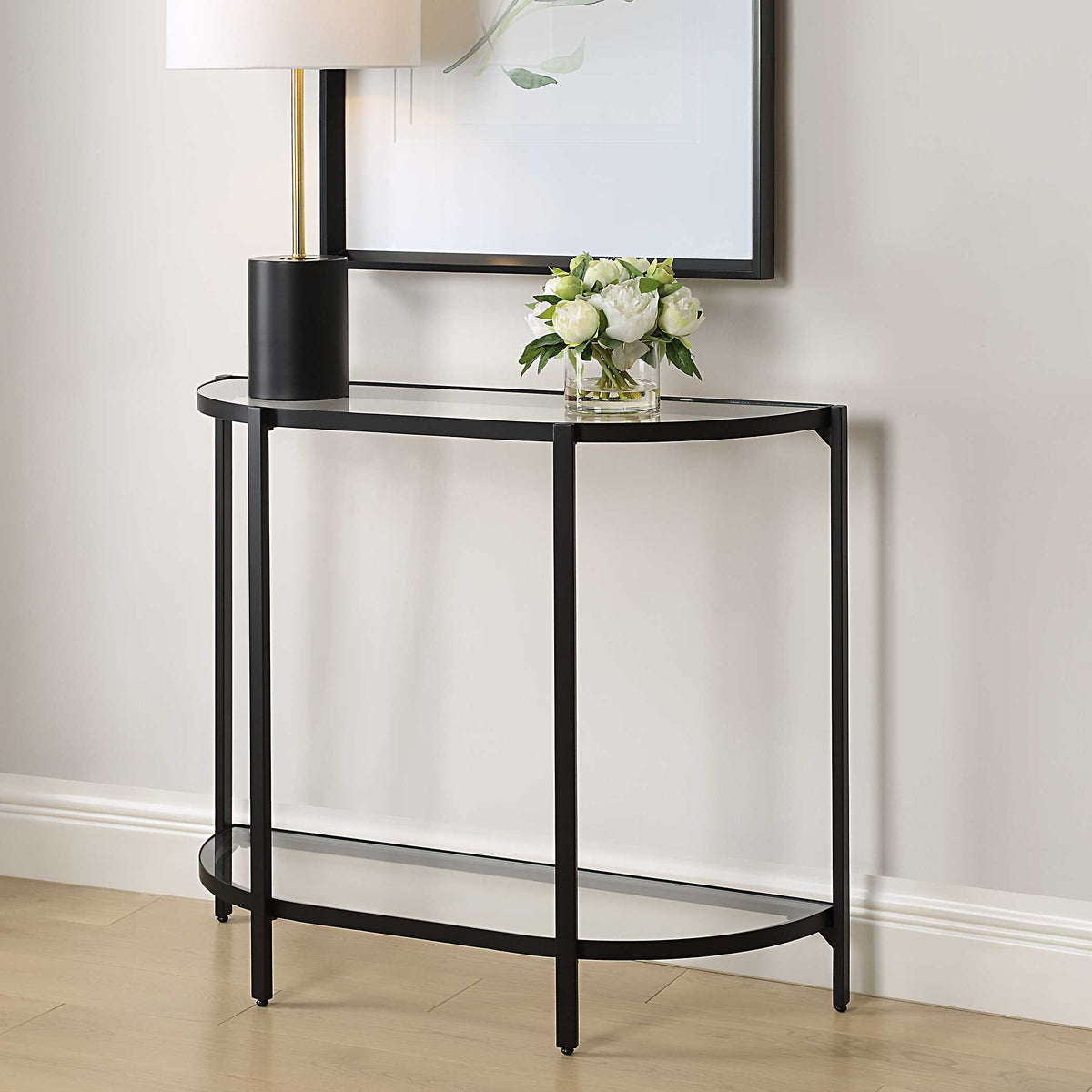 Marlowe Satin Black Iron Console Table