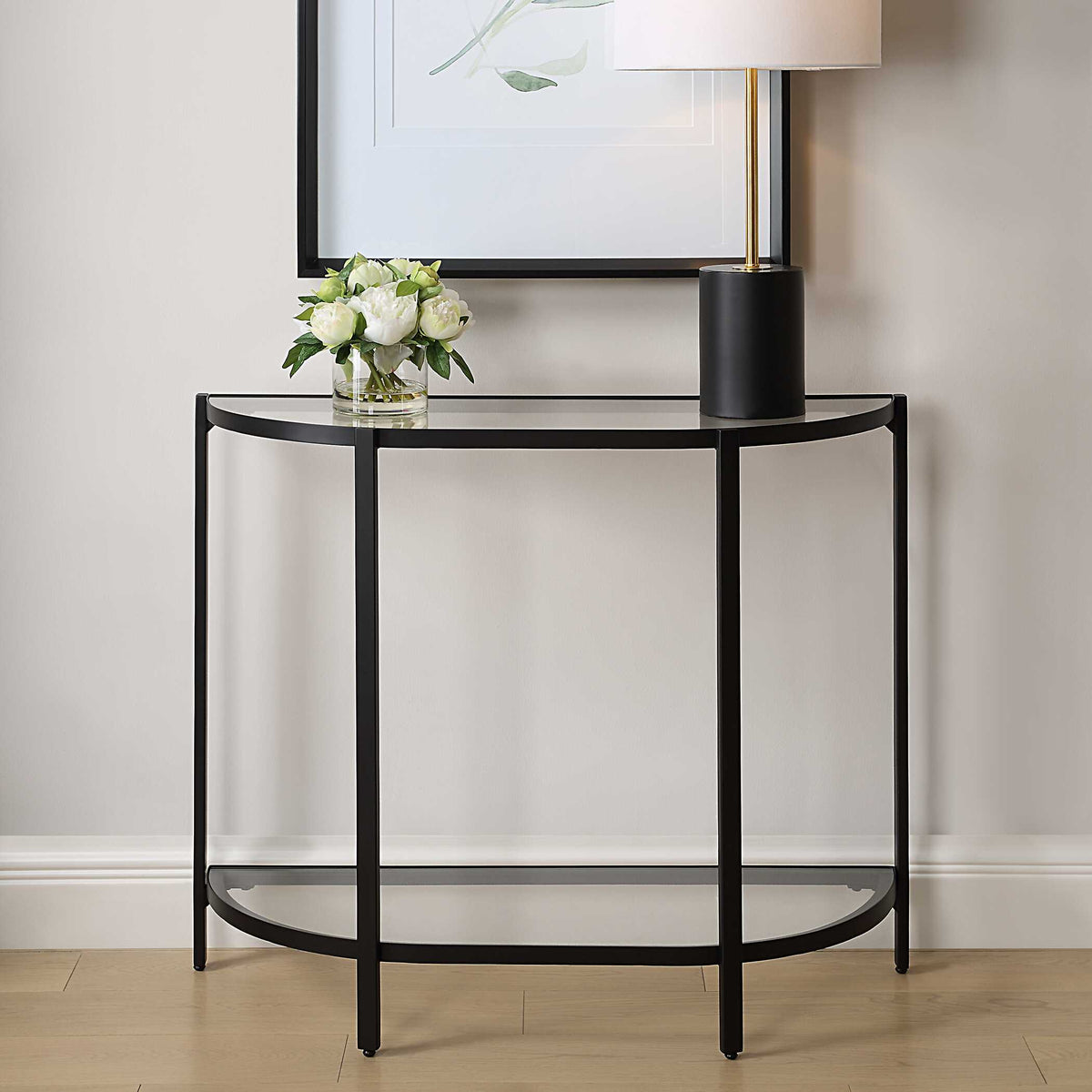 Marlowe Satin Black Iron Console Table