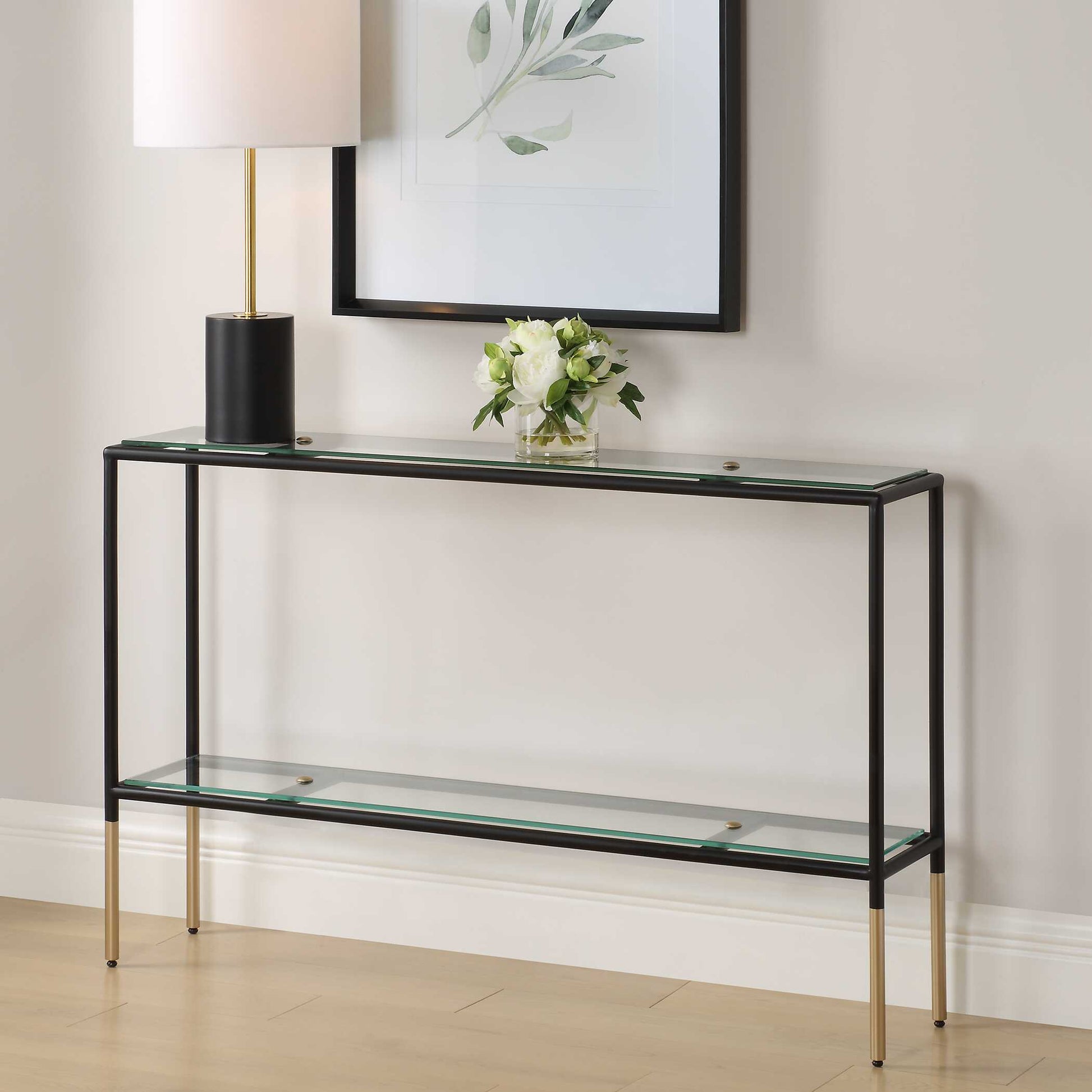 Pemberton Black Glass Console Table