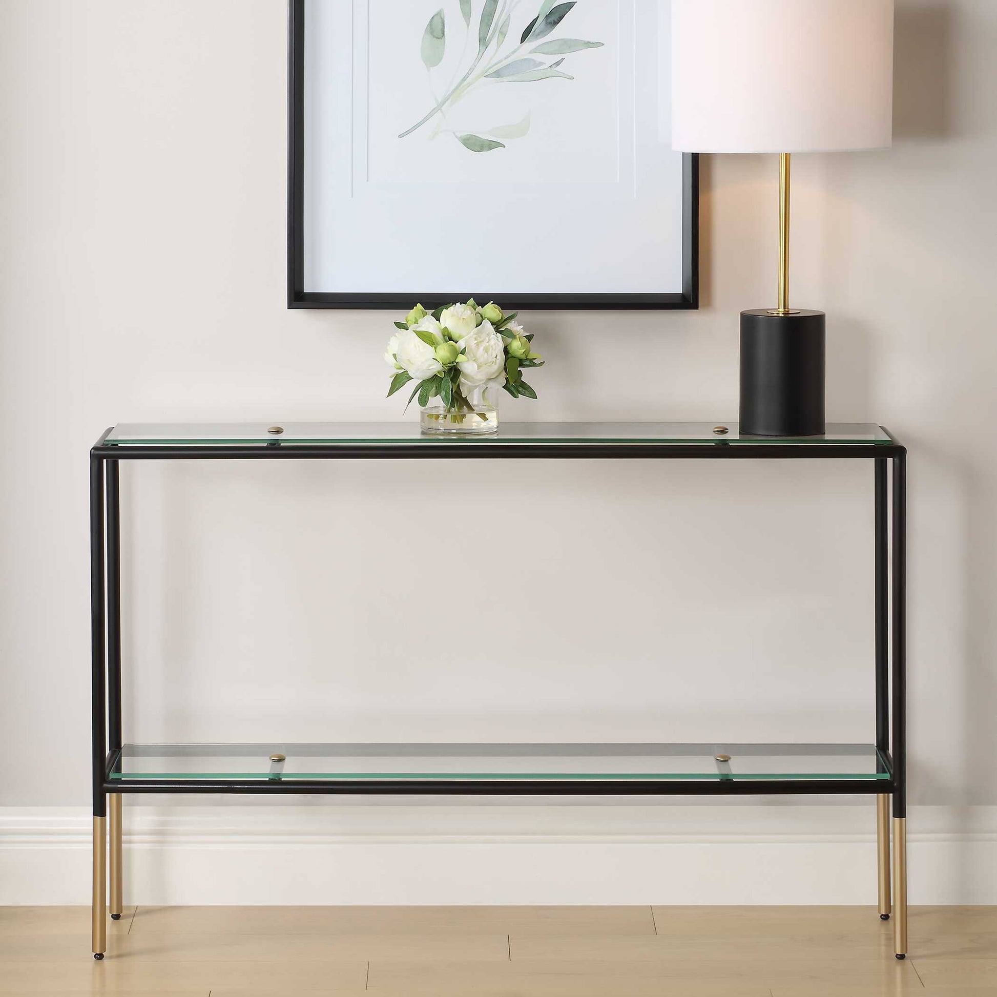 Pemberton Black Glass Console Table