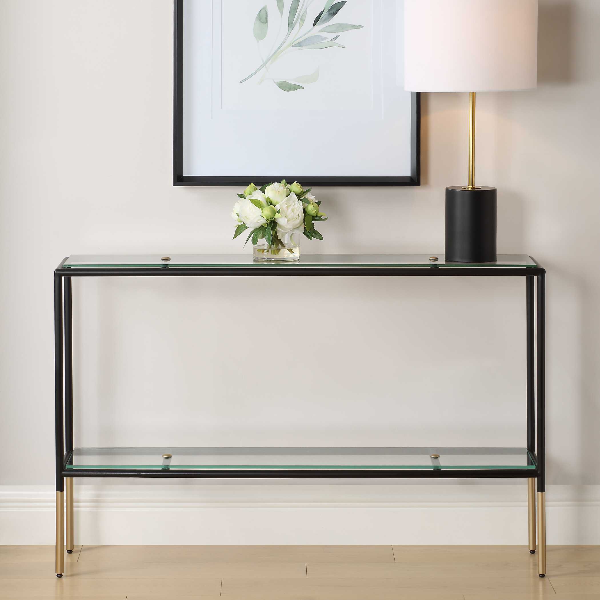 Pemberton Black Glass Console Table