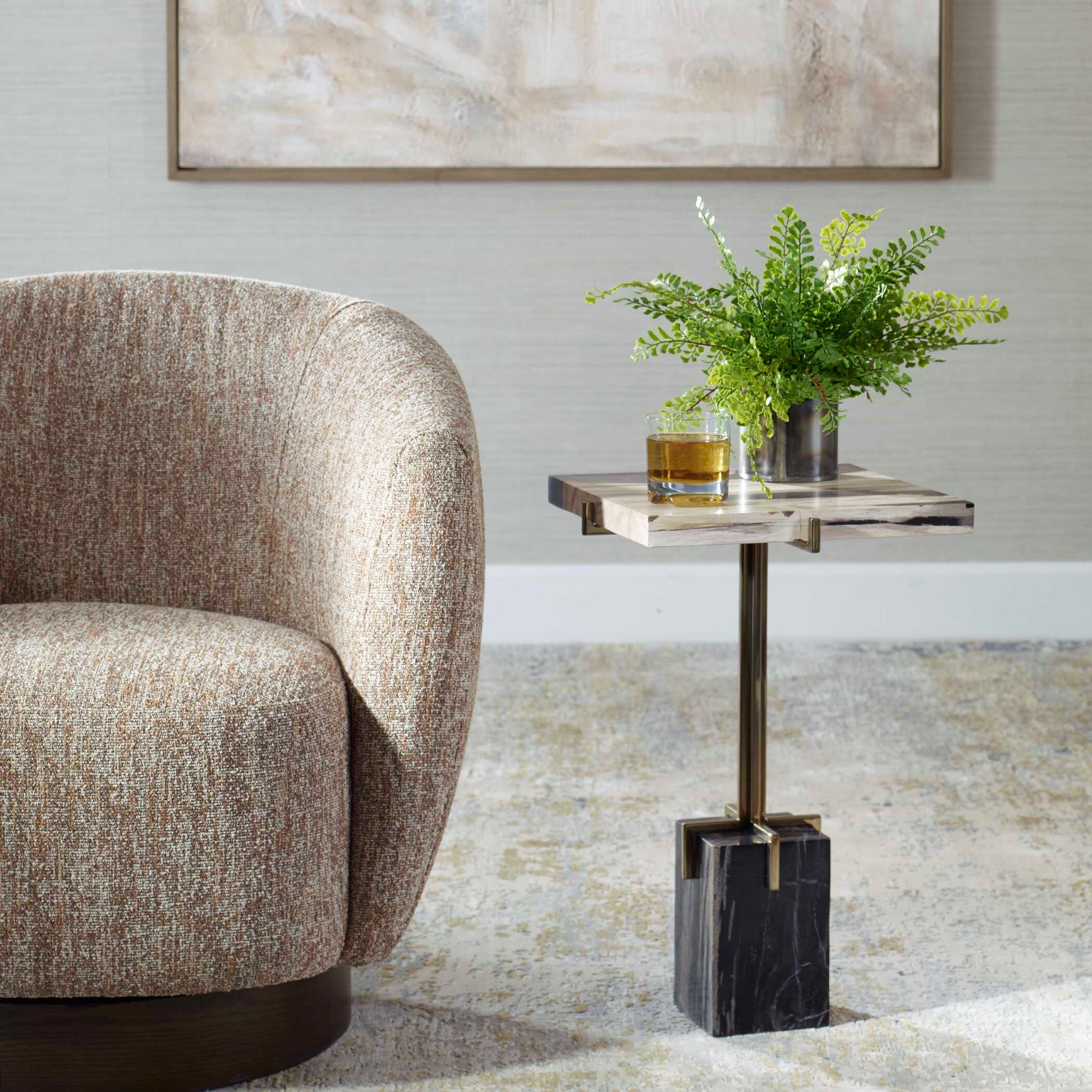 Uttermost Rowman Petrified Wood Accent Table