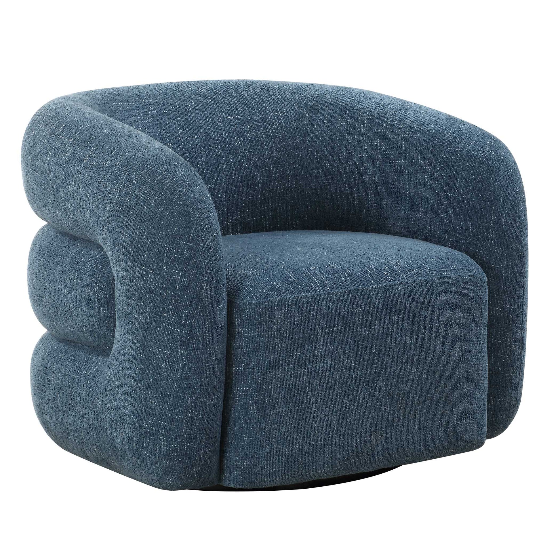 Uttermost Junie Blue Swivel Barrel Chair