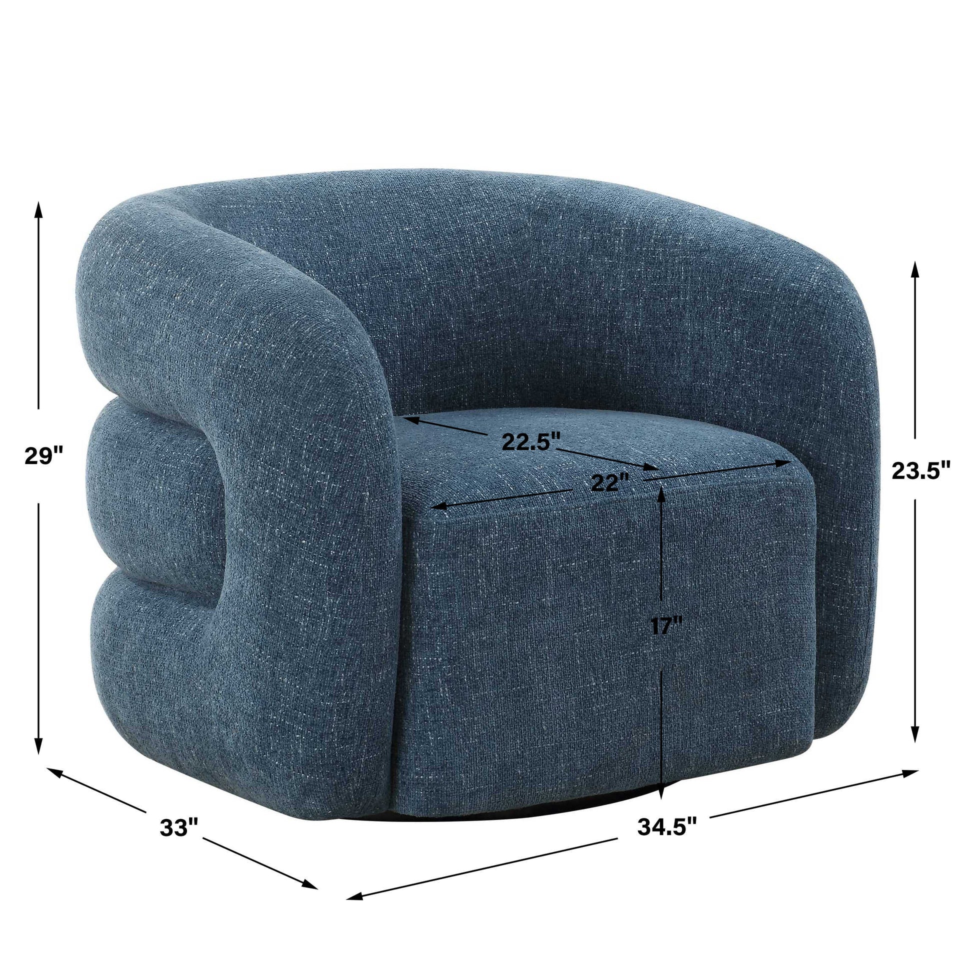 Uttermost Junie Blue Swivel Barrel Chair