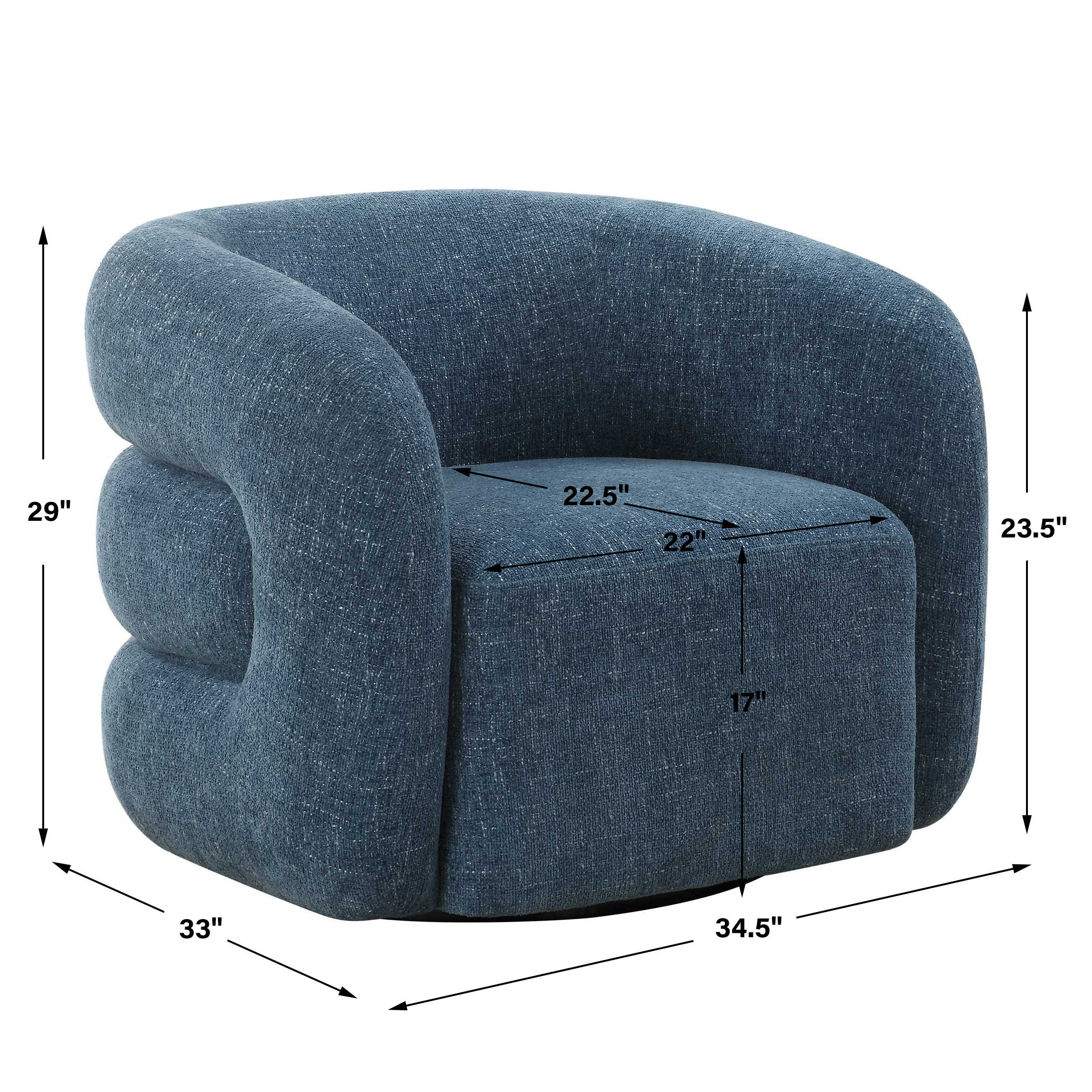 Uttermost Junie Blue Swivel Barrel Chair
