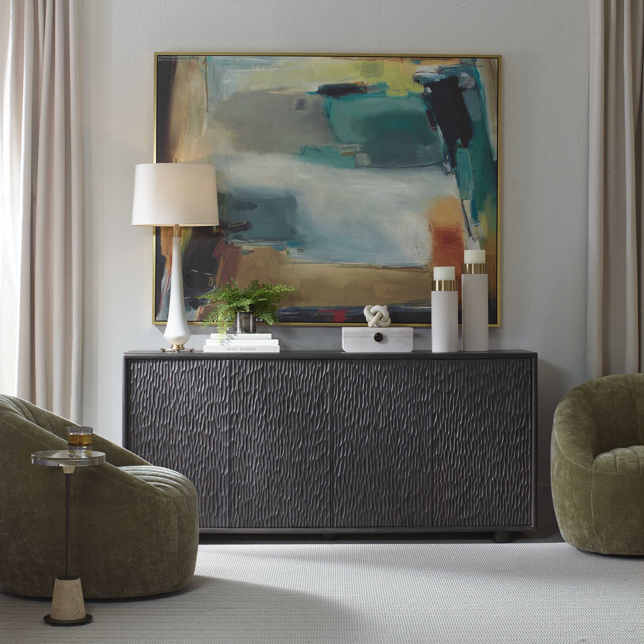 Uttermost Stevenson Ebony Wood 4 Door Cabinet