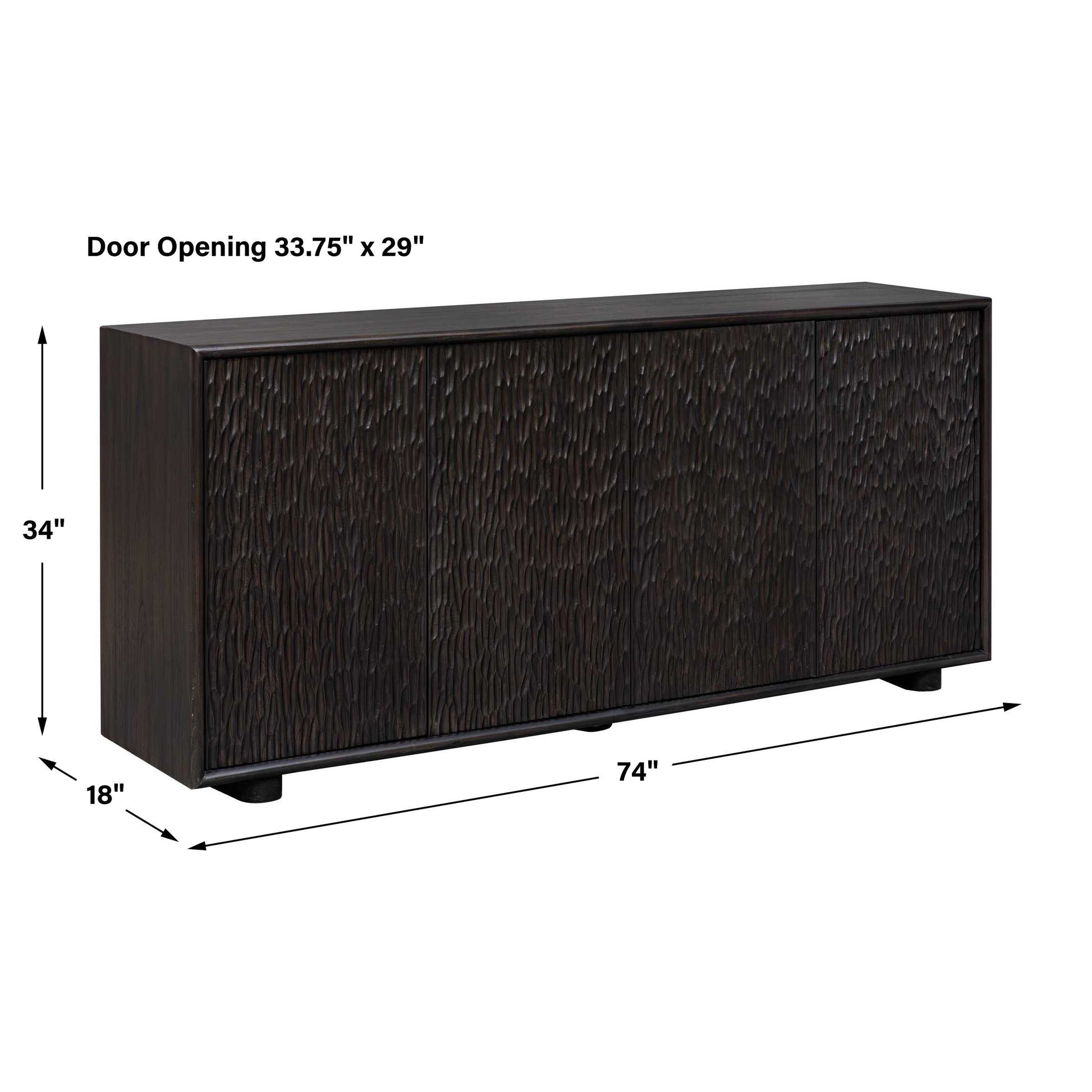 Uttermost Stevenson Ebony Wood 4 Door Cabinet