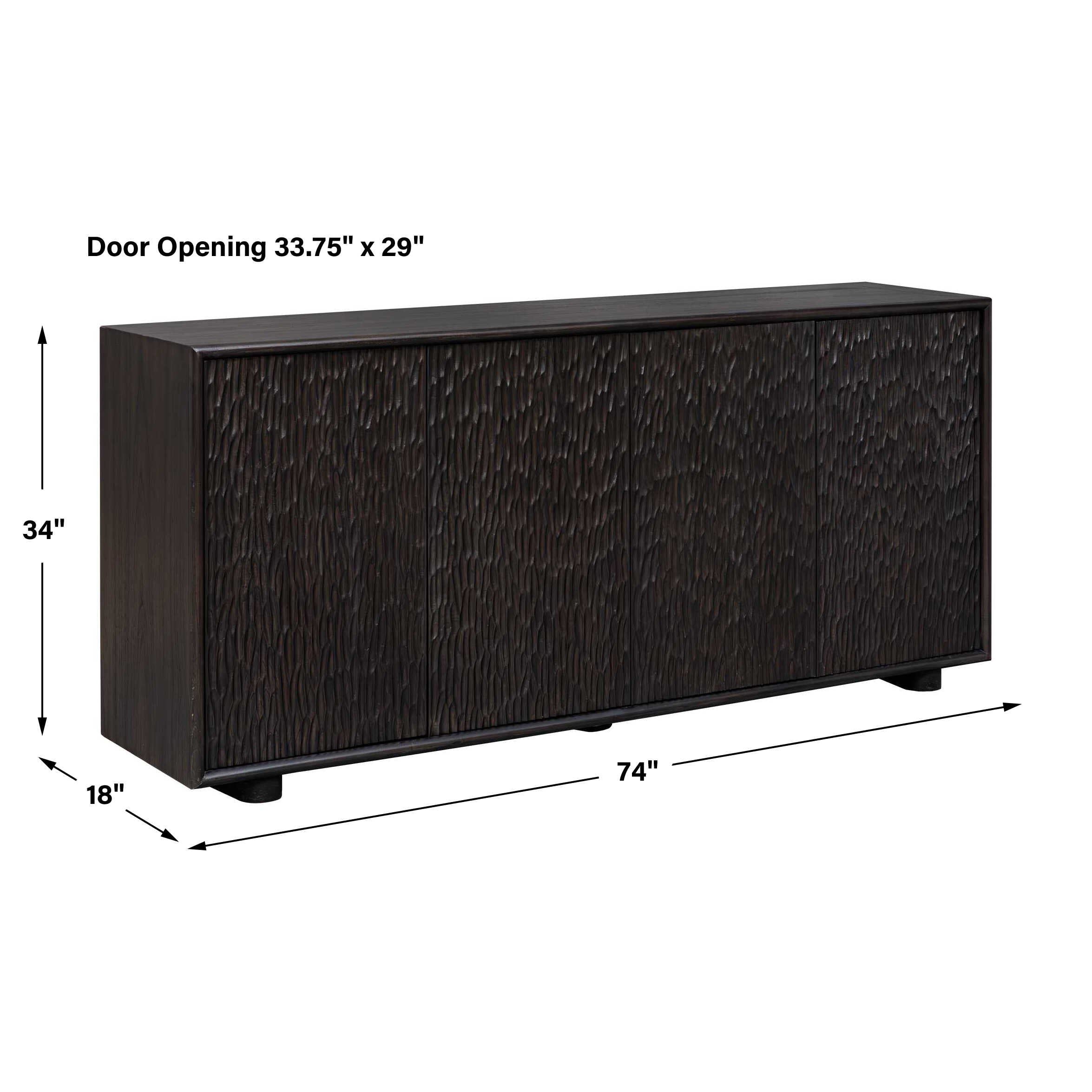 Uttermost Stevenson Ebony Wood 4 Door Cabinet
