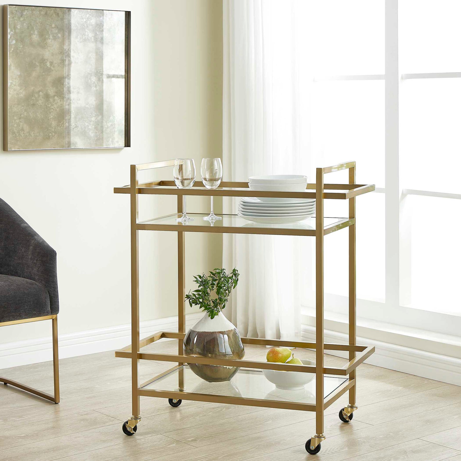 Uttermost Erena Brass Bar Cart