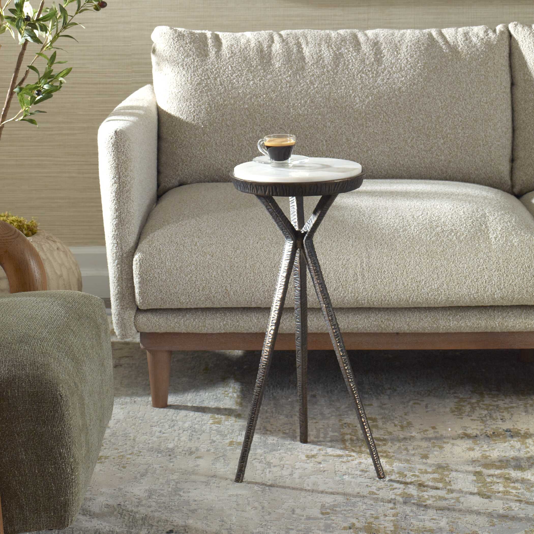 Uttermost Tilton White Marble Accent Table
