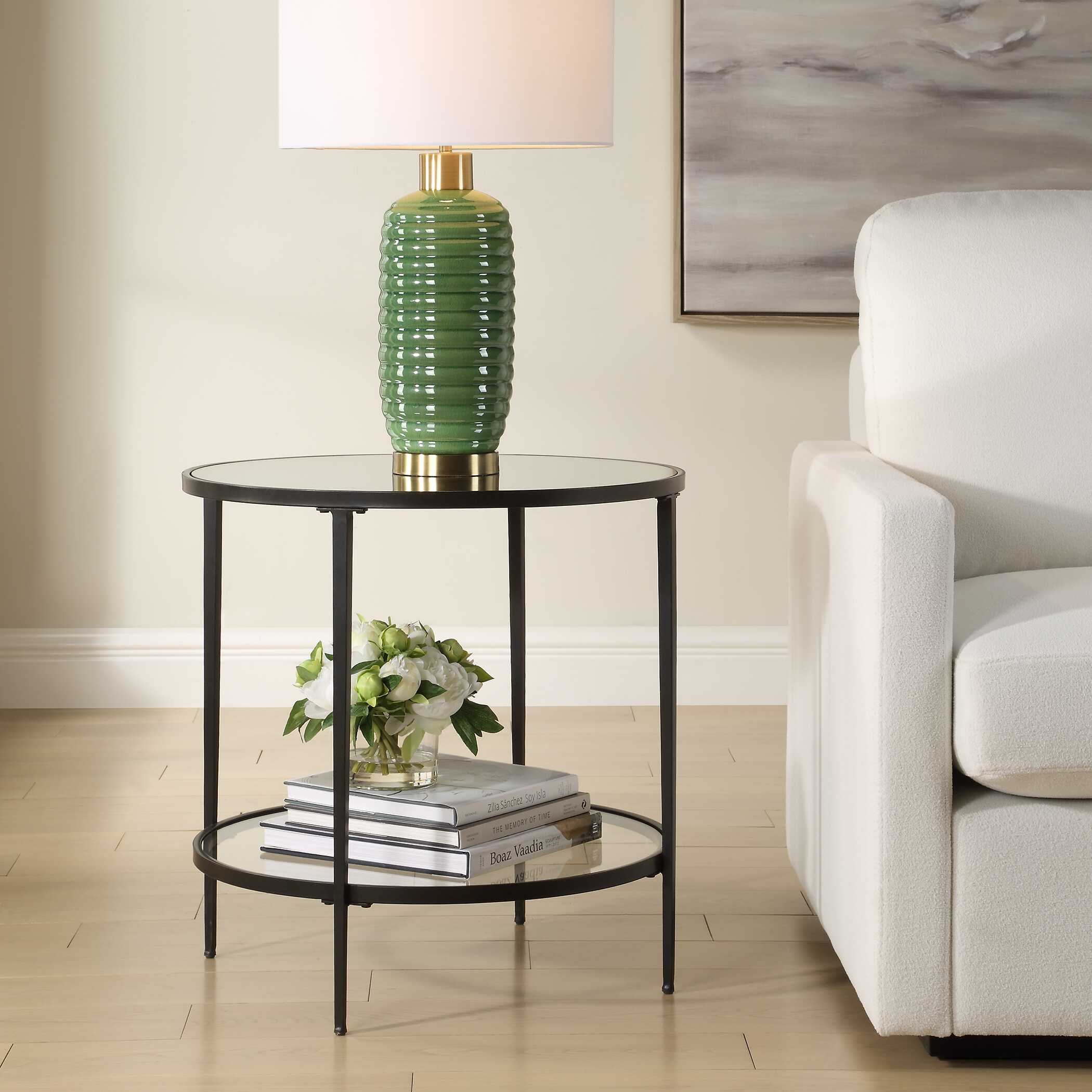 Standish Round Satin Black End Table