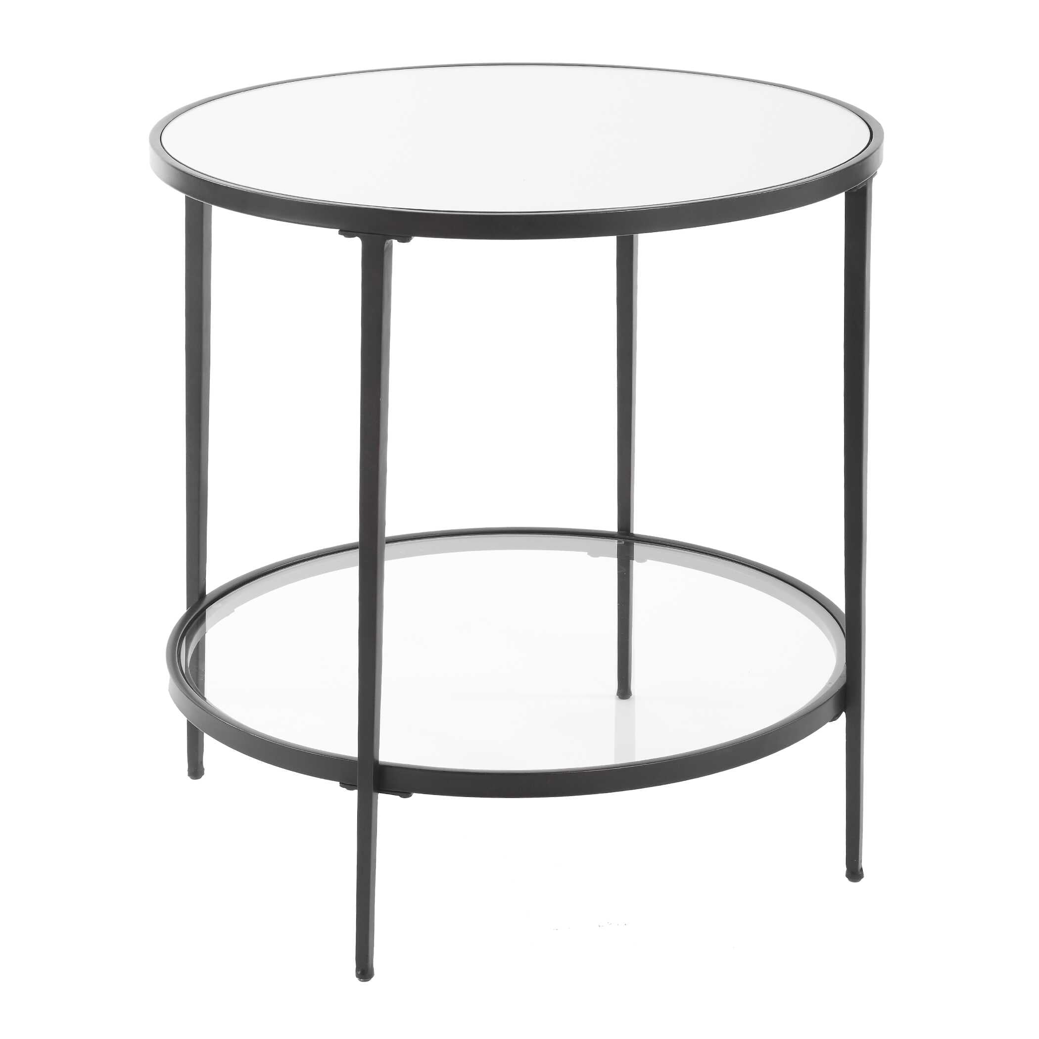 Standish Round Satin Black End Table