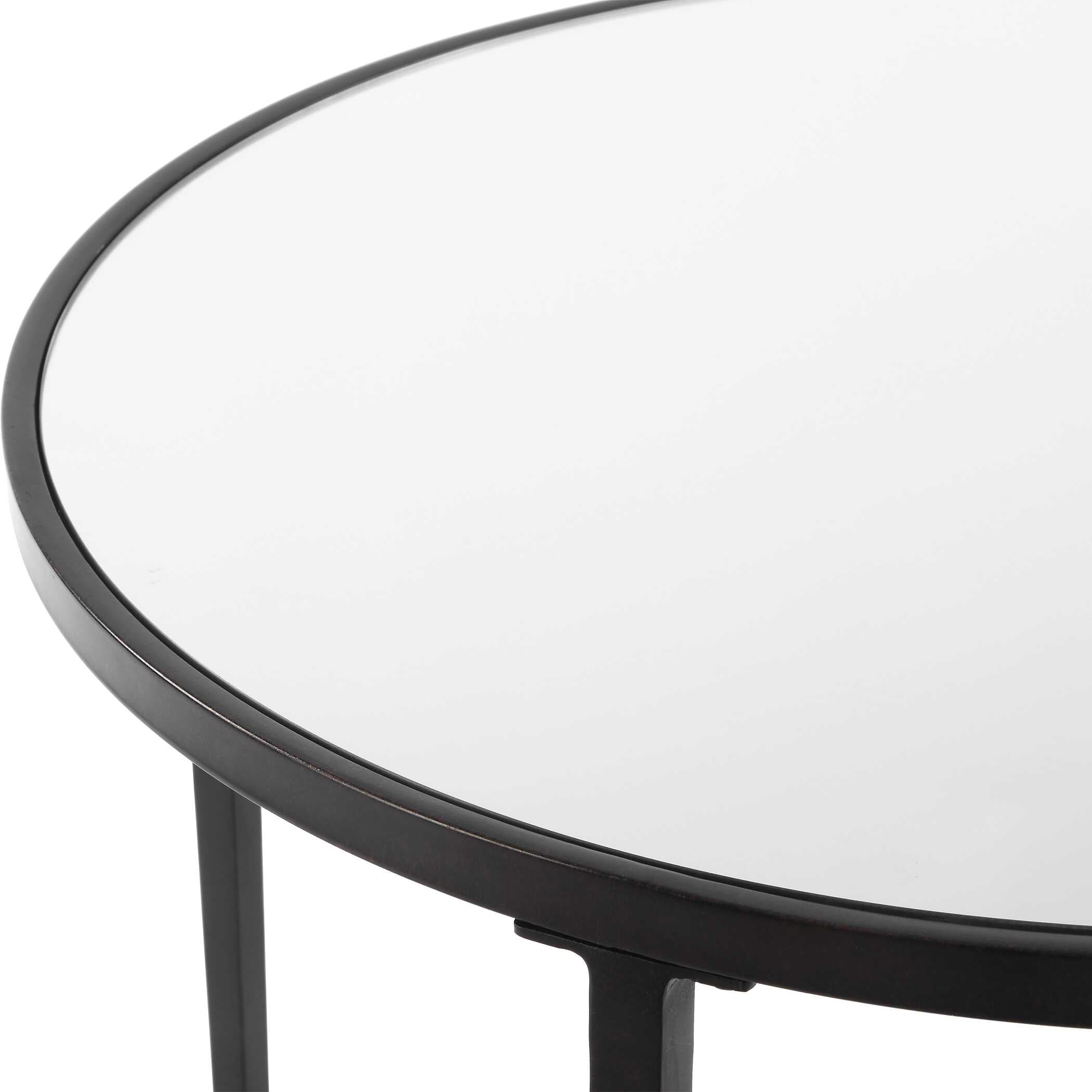 Standish Round Satin Black End Table