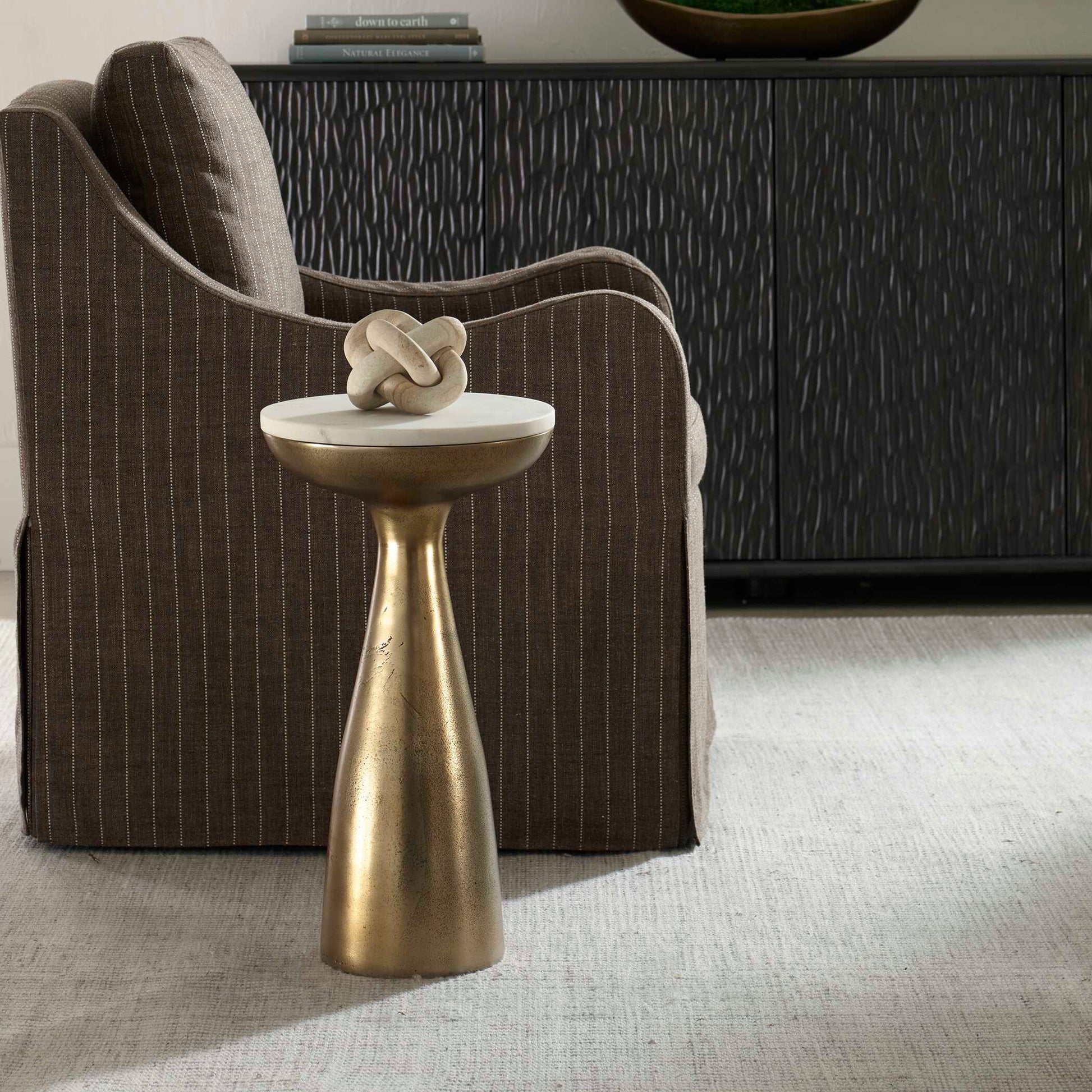 Uttermost Torin Marble & Brass Drink Table