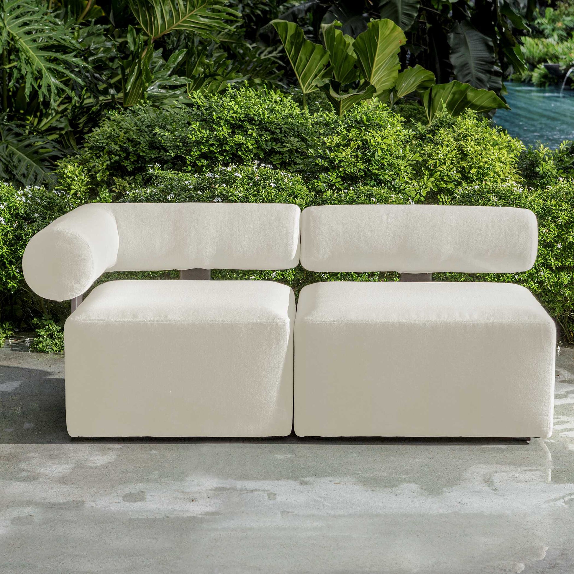 Uttermost Bolster Back White Armless Outdoor Sofa