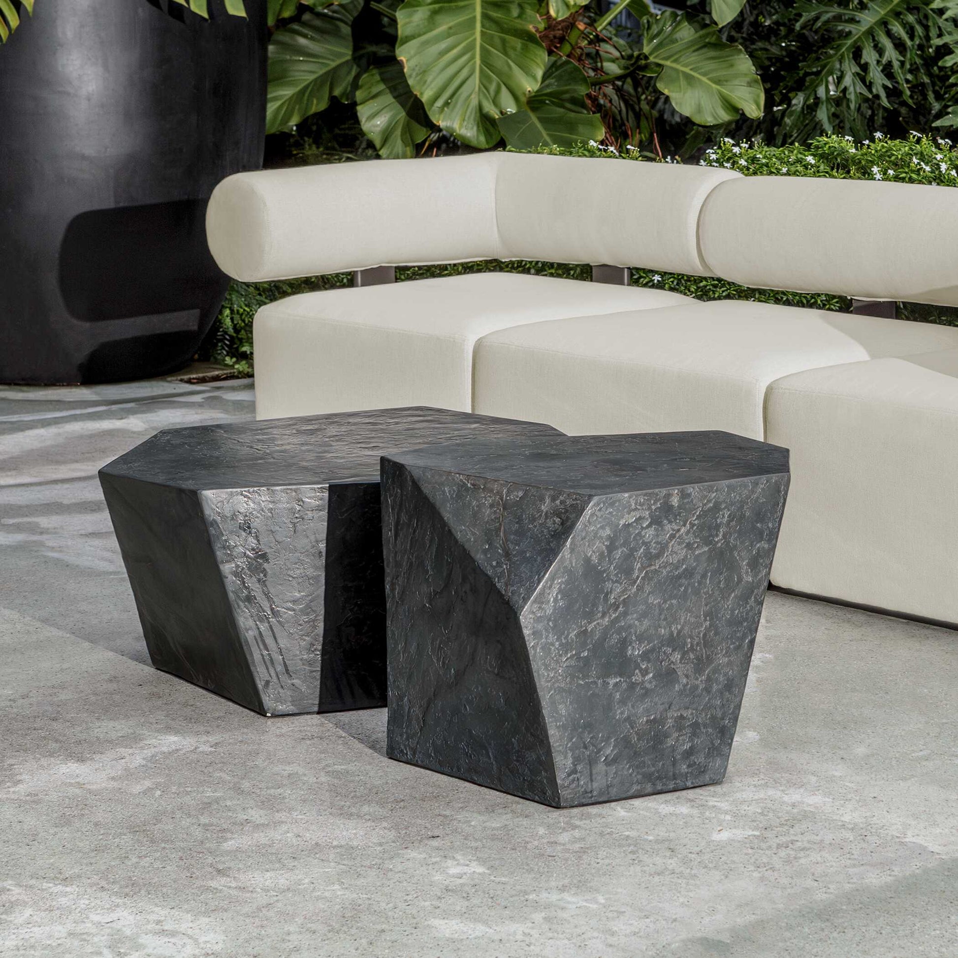 Uttermost Bolster Back White Armless Outdoor Sofa