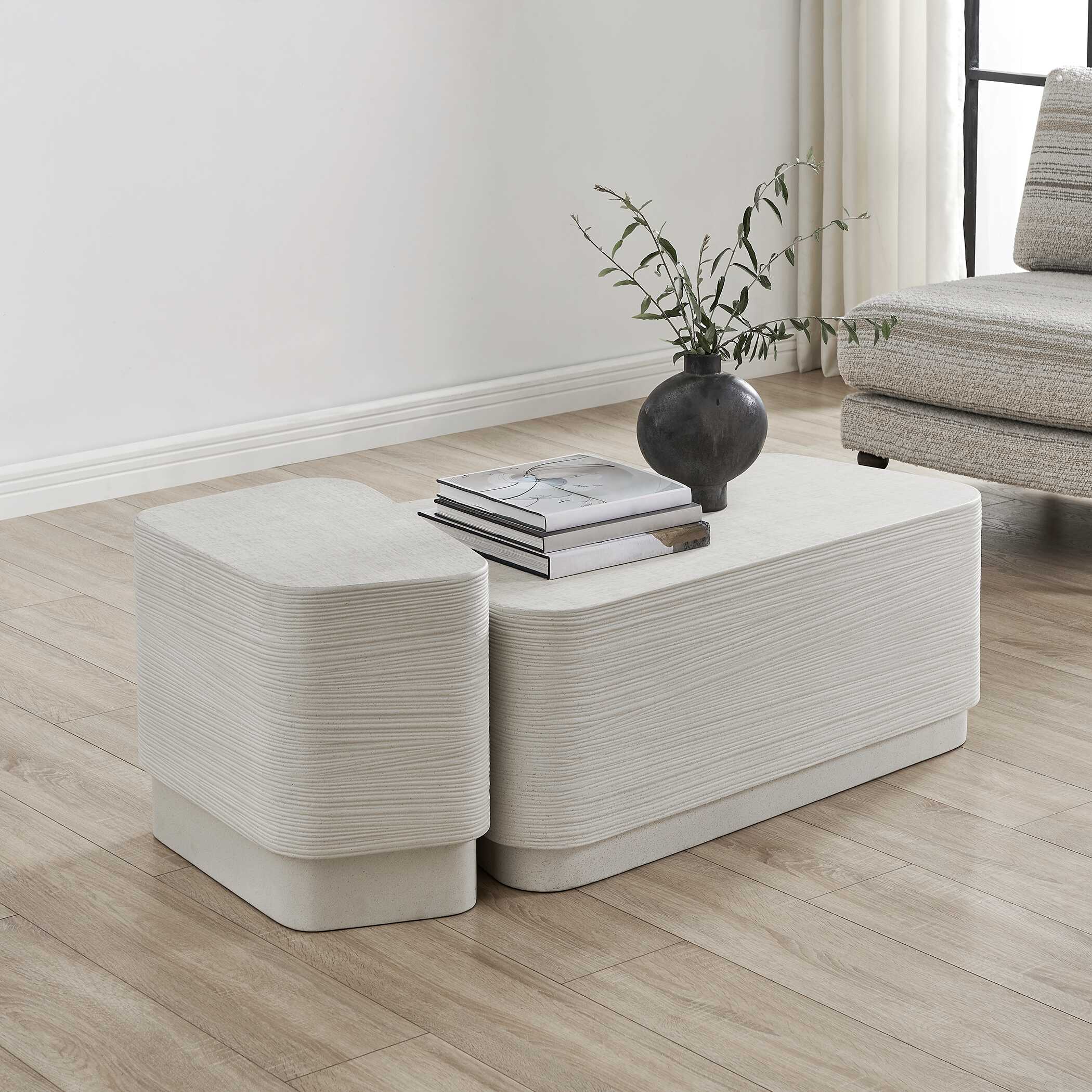 Uttermost Saltwater White Concrete Coffee Table