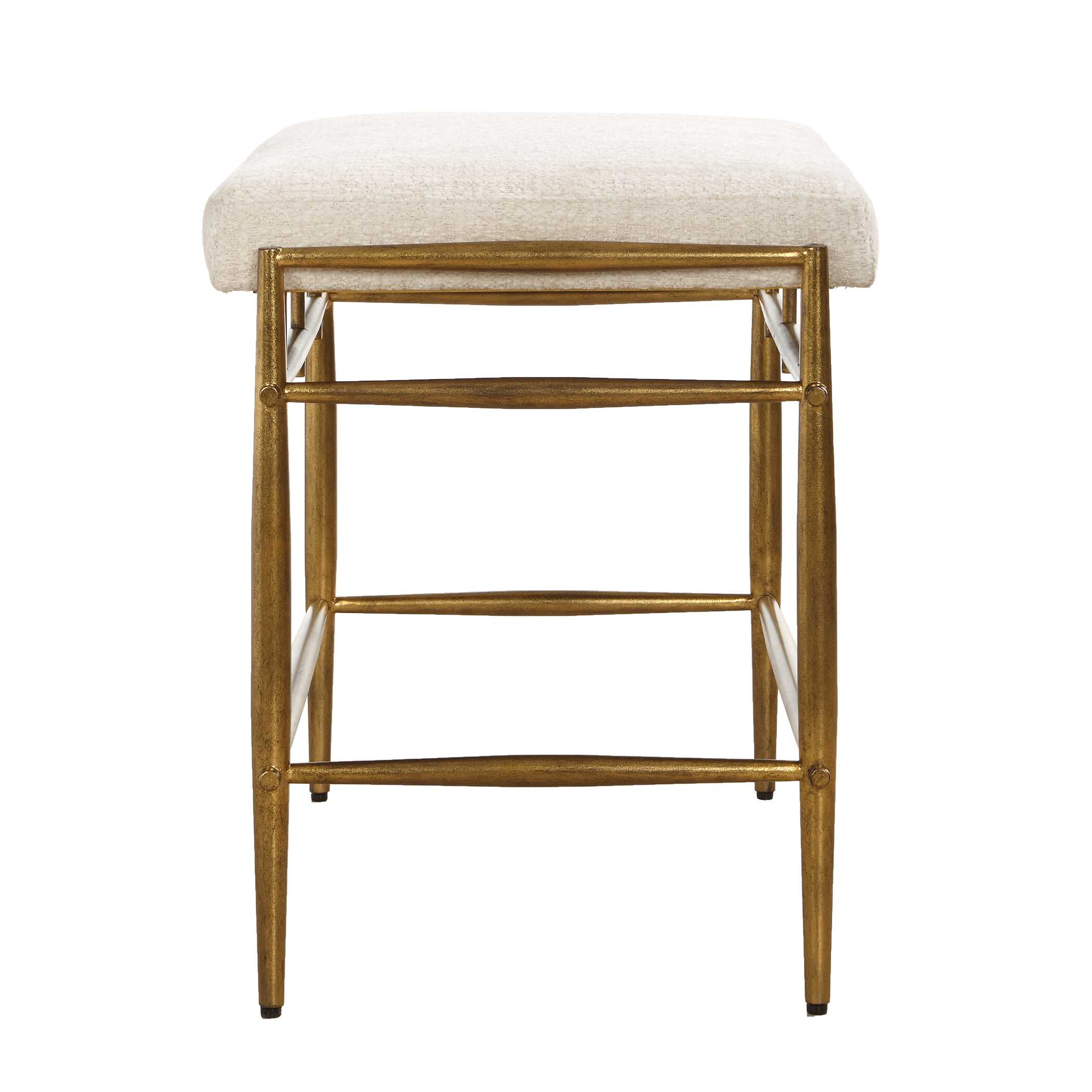 Uttermost Karleen Plush White Small Brass Bench